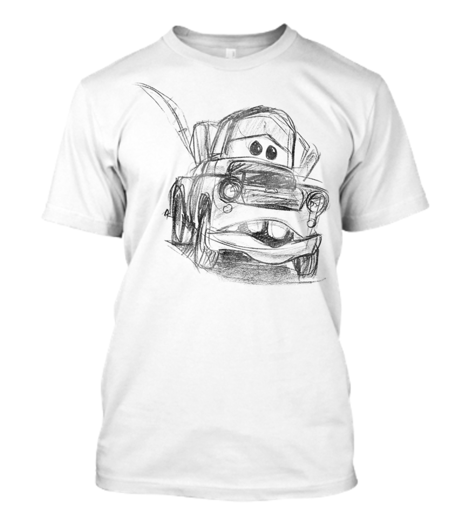 Disney Pixar Cars Mater Illustrated Line Drawing T-Shirt
