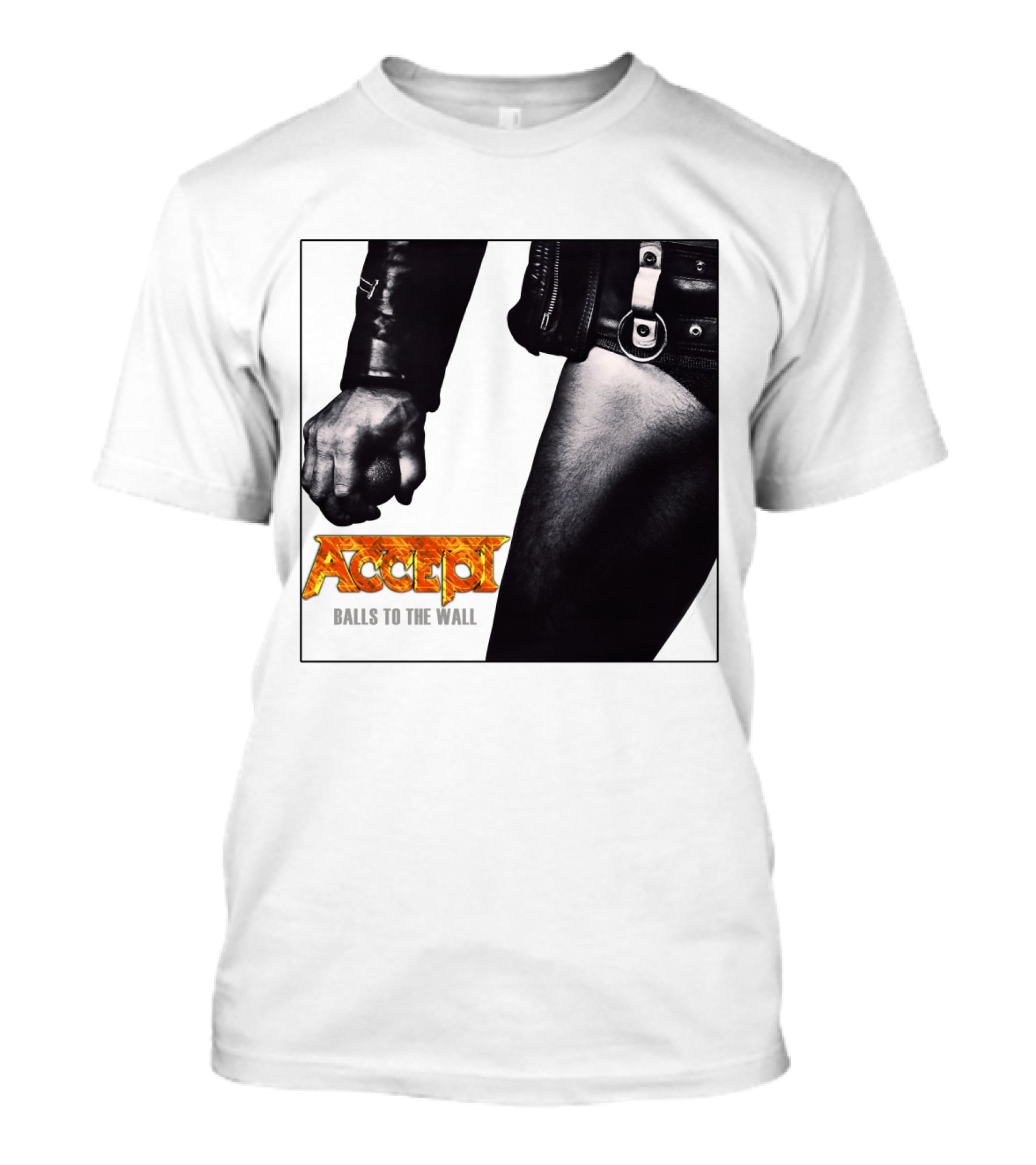 Accept Balls To The Wall Album Cover Leather Jacket And Studded Belt T-Shirt