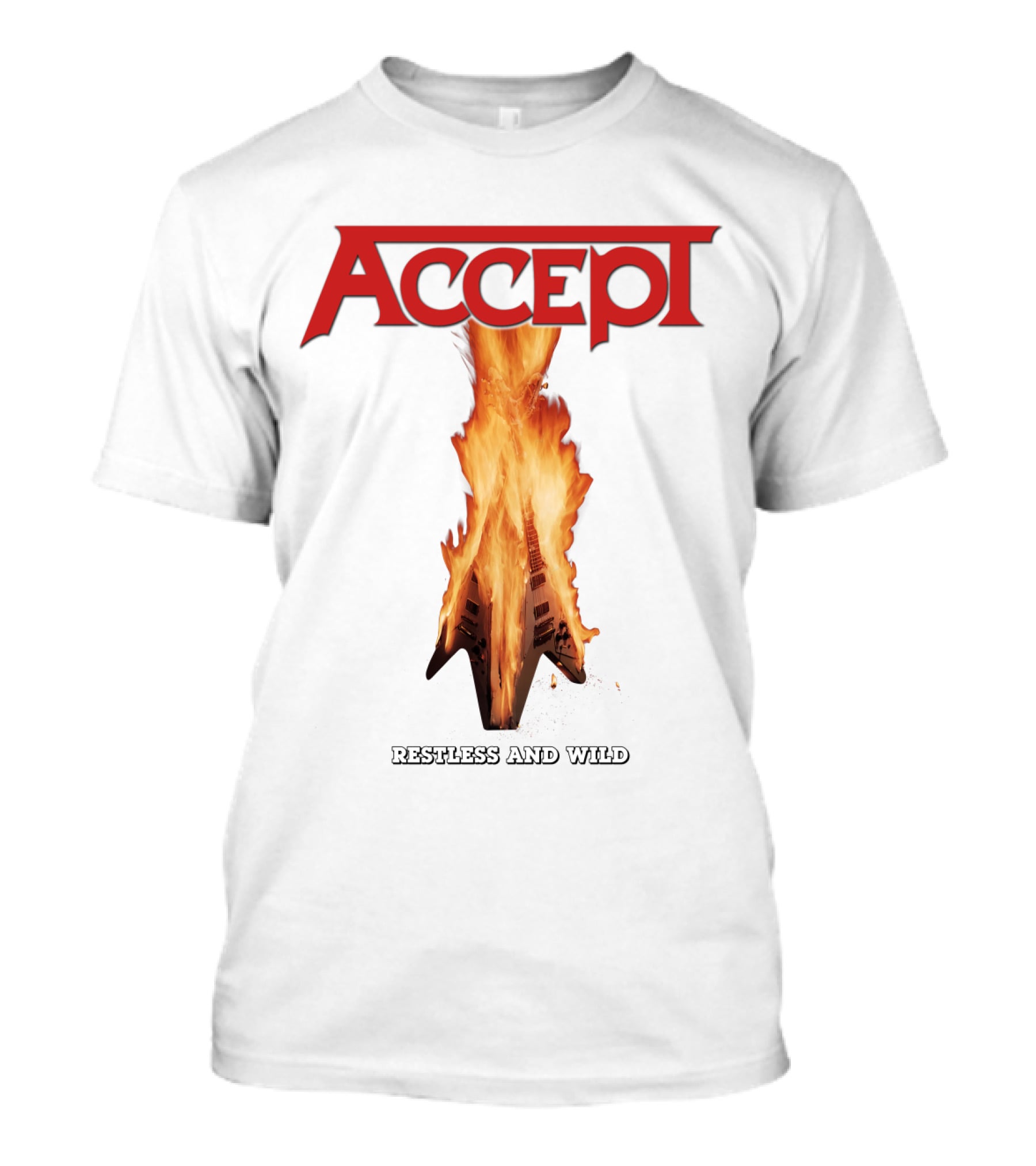 Accept Restless And Wild Flaming Guitar T-Shirt