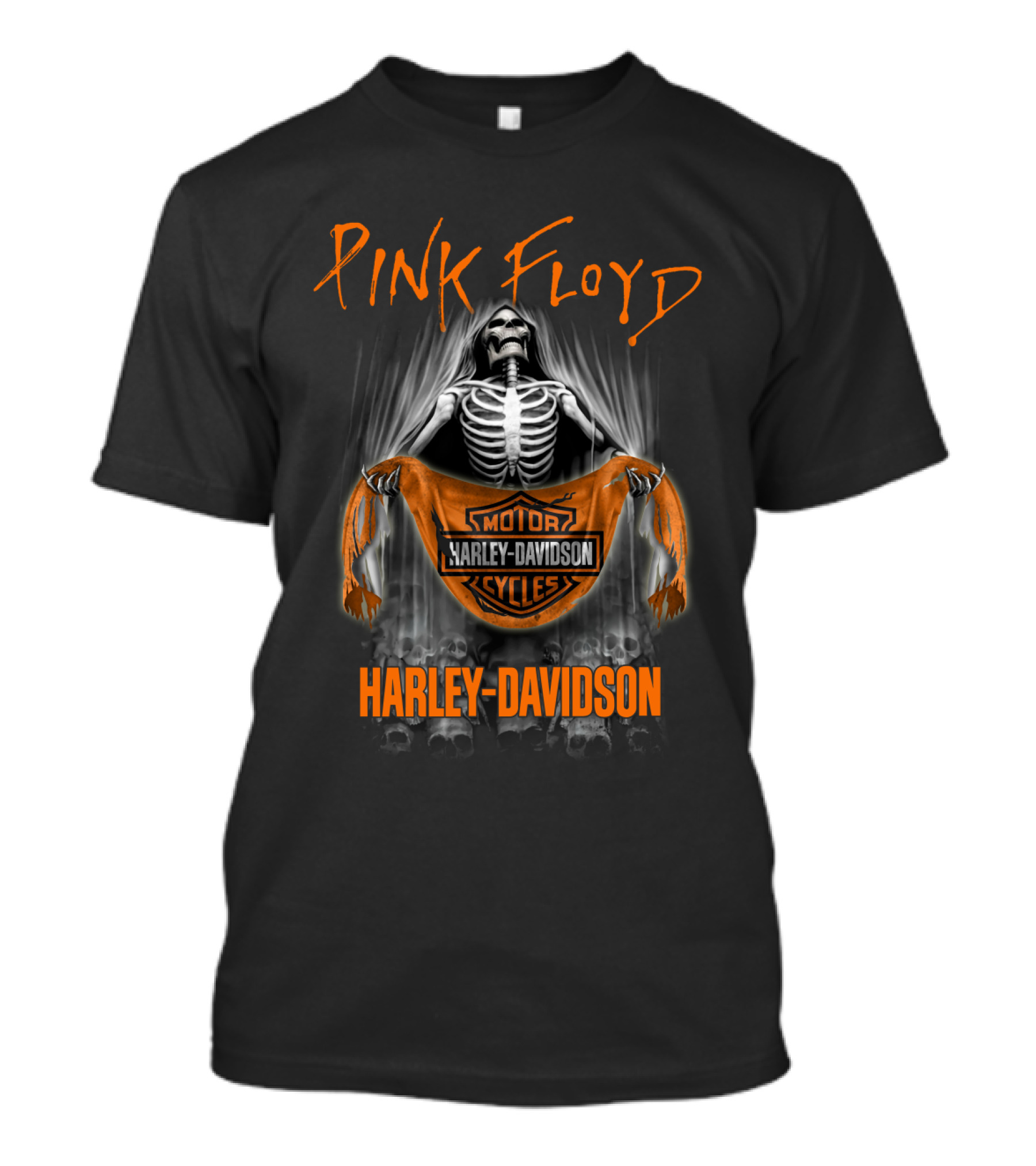 Pink Floyd Harley Davidson Skeleton Holding T-Shirt