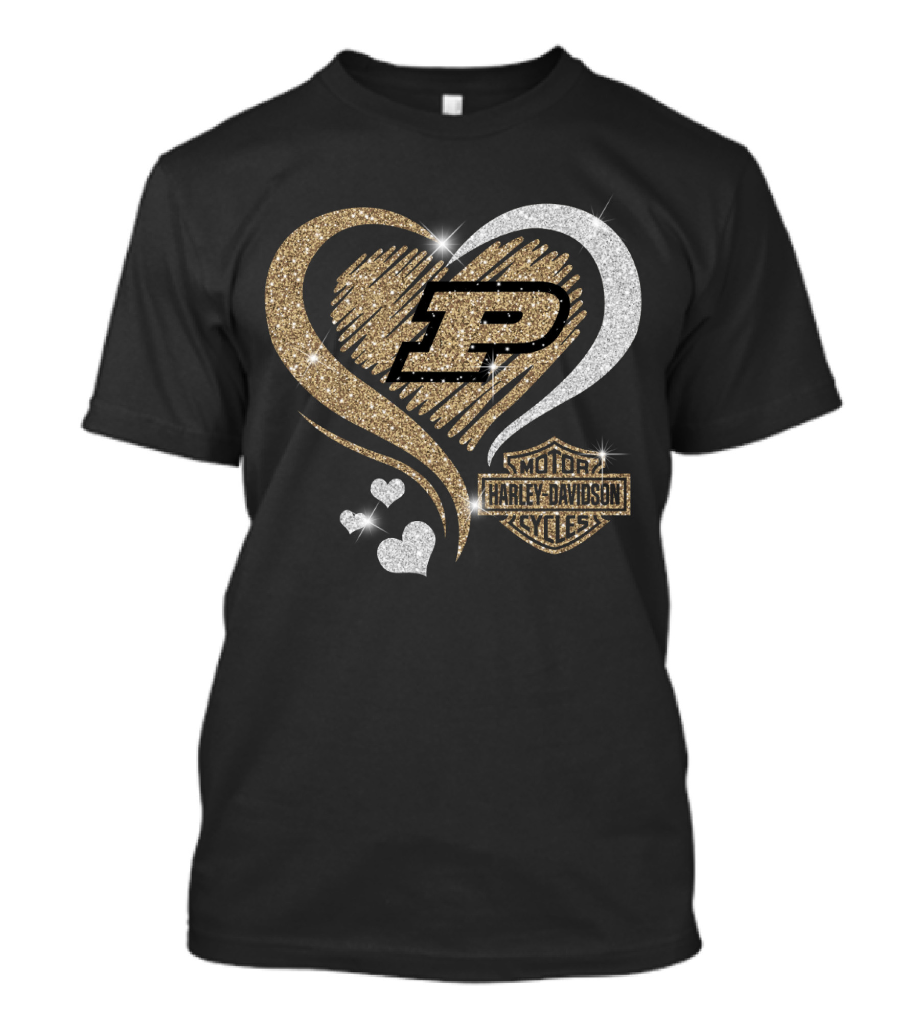 Purdue Boilermakers Heart Harley Davidson T-Shirt
