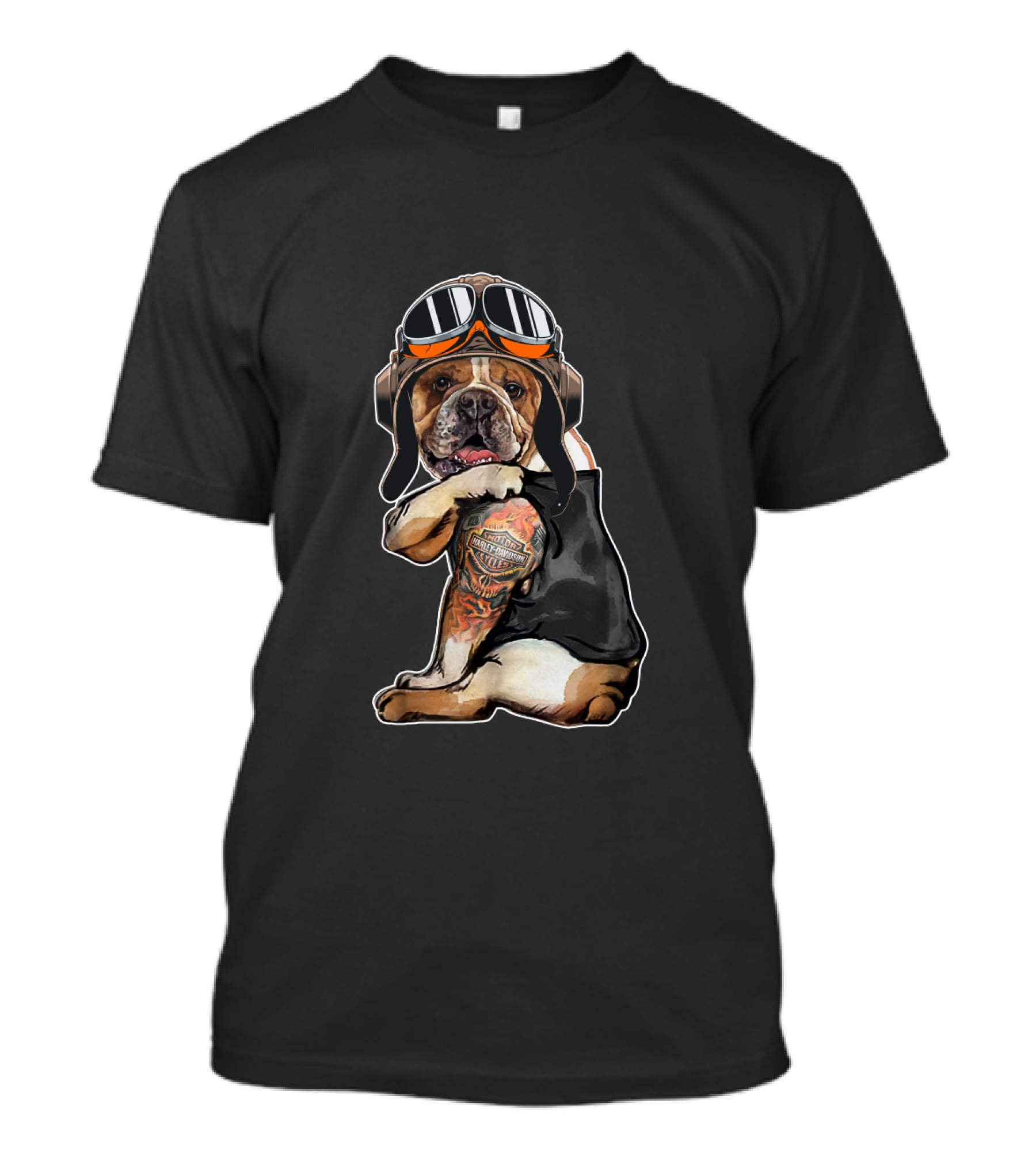 Hd Tatoo Bulldog Harley Davidson Goggles Pilot Look T-Shirt