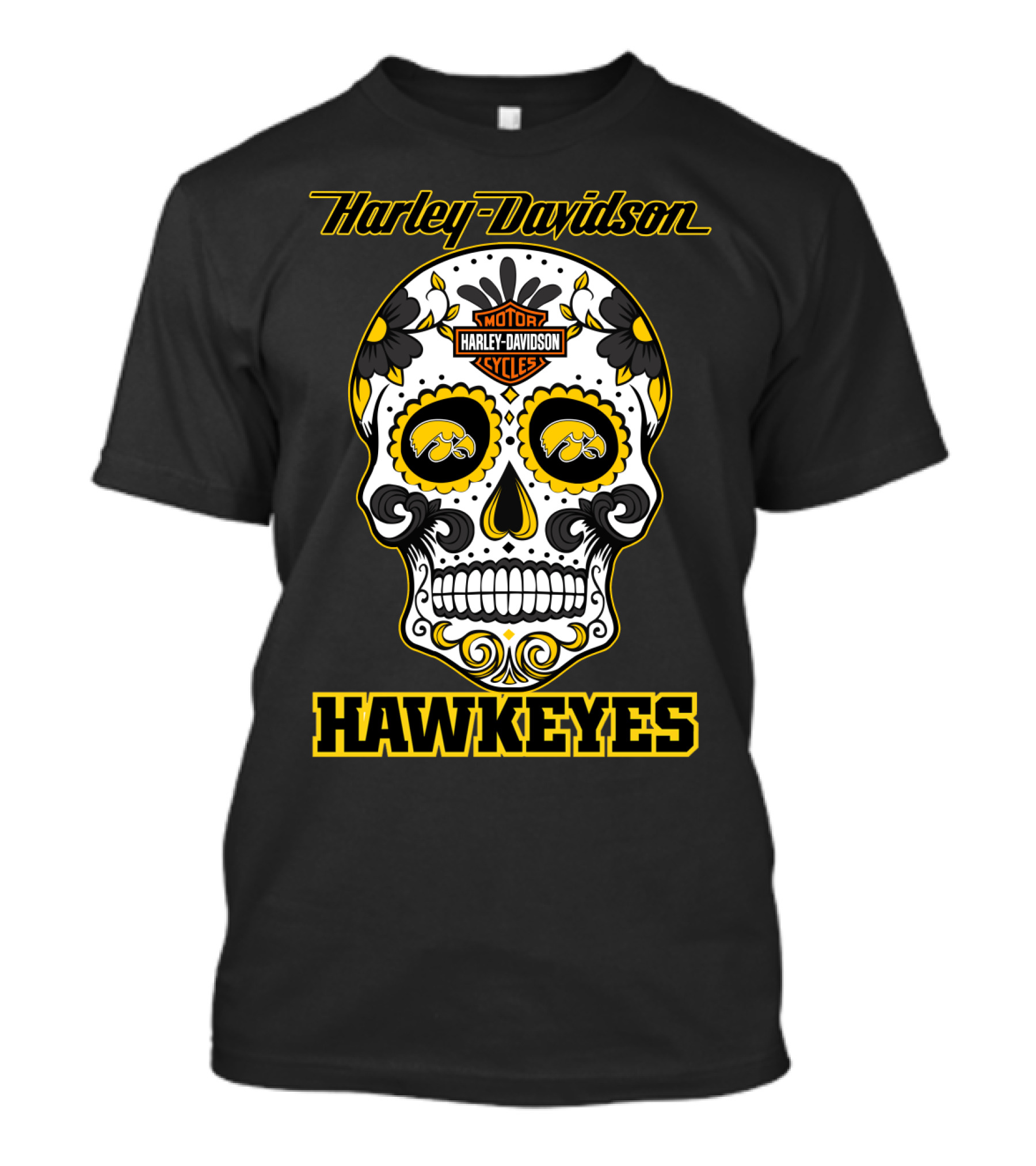 Harley Davidson Hawkeyes Sugar Skull T-Shirt