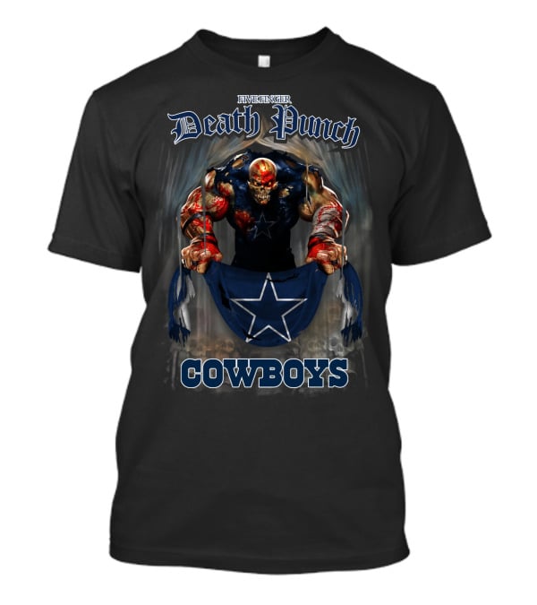 Five Finger Death Punch Dallas Cowboys Skeleton Warrior Holding Star Banner T-Shirt