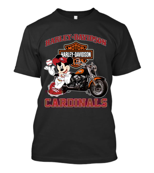 Harley Davidson St Louis Cardinals Mickey Mouse Motorcycle T-Shirt