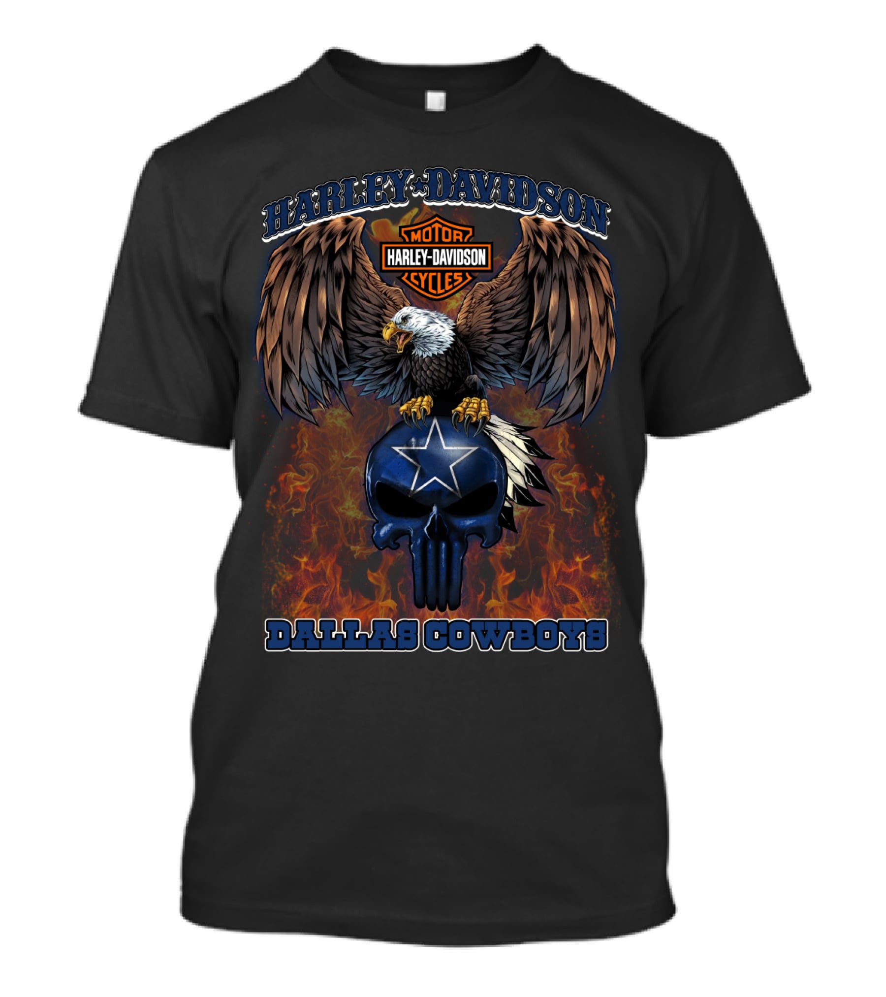 Harley Davidson Motor Cycles Eagle Dallas Cowboys T-Shirt