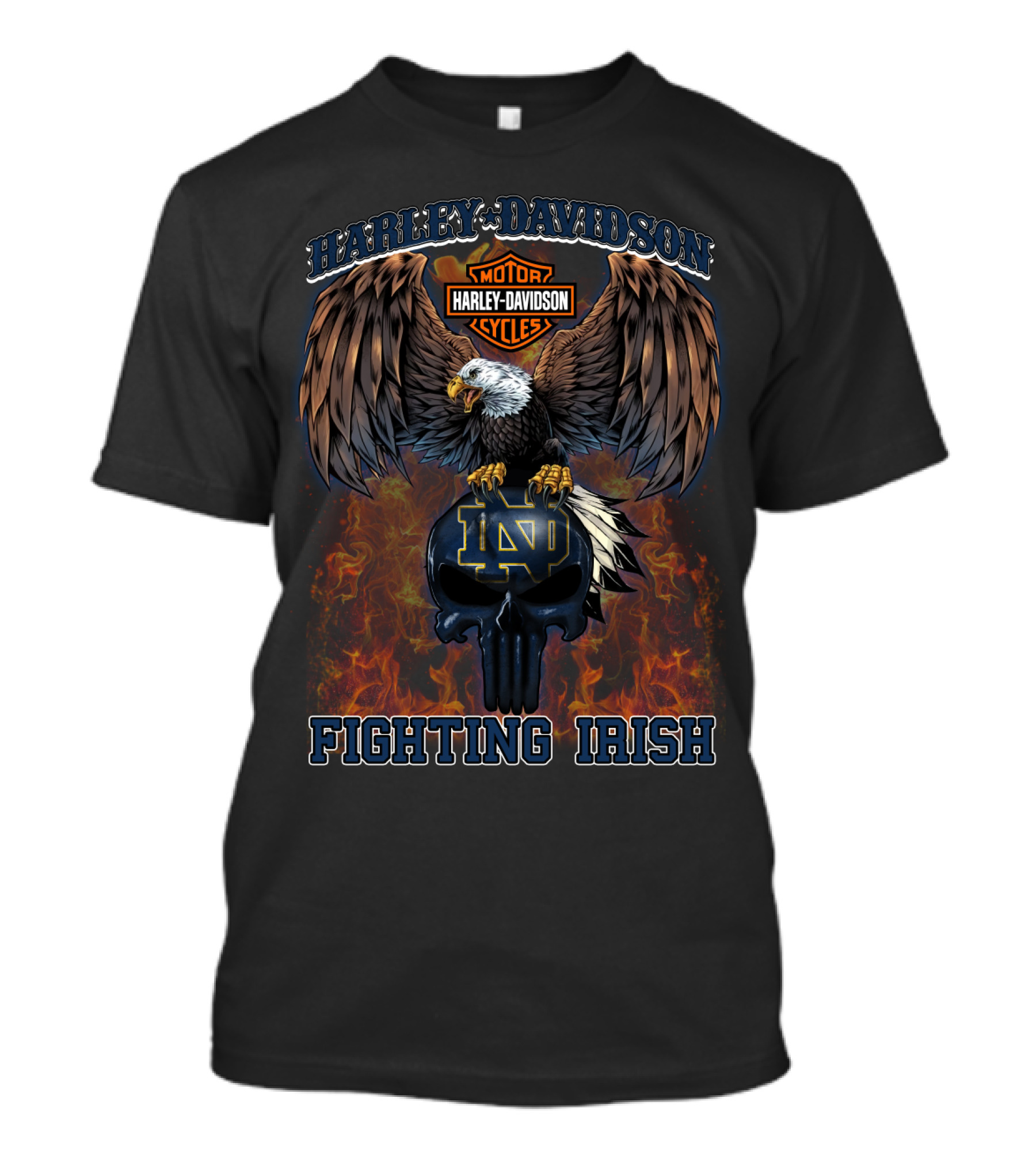 Harley Davidson Motorcycles Eagle Notre Dame Fighting Irish T-Shirt