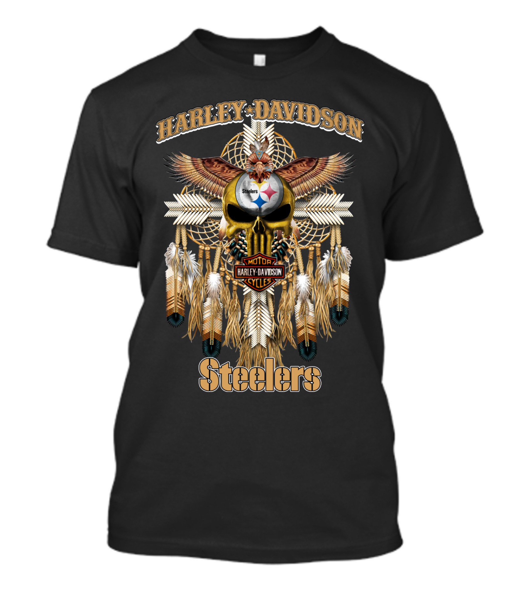 Harley Davidson Steelers Motorcycles Dreamcatcher T-Shirt