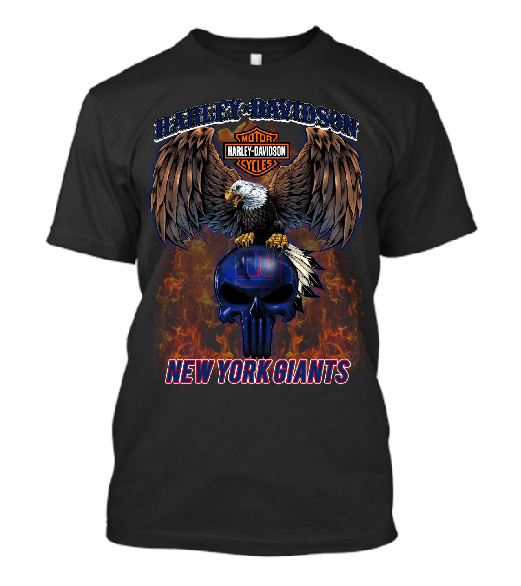 Harley Davidson New York Giants Eagle And Skull T-Shirt