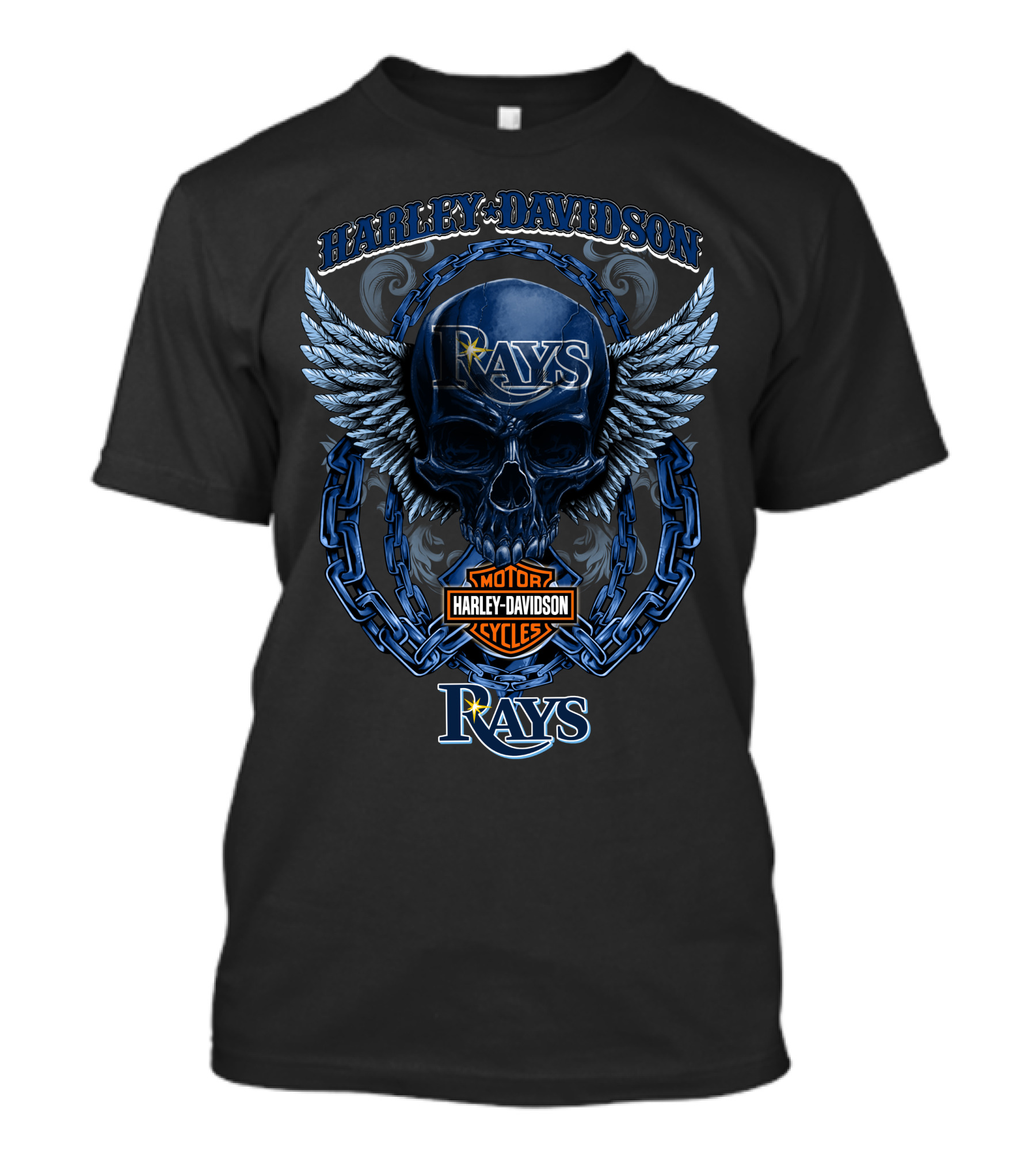 Harley Davidson Rays Skull Wings Motor Cycles T-Shirt