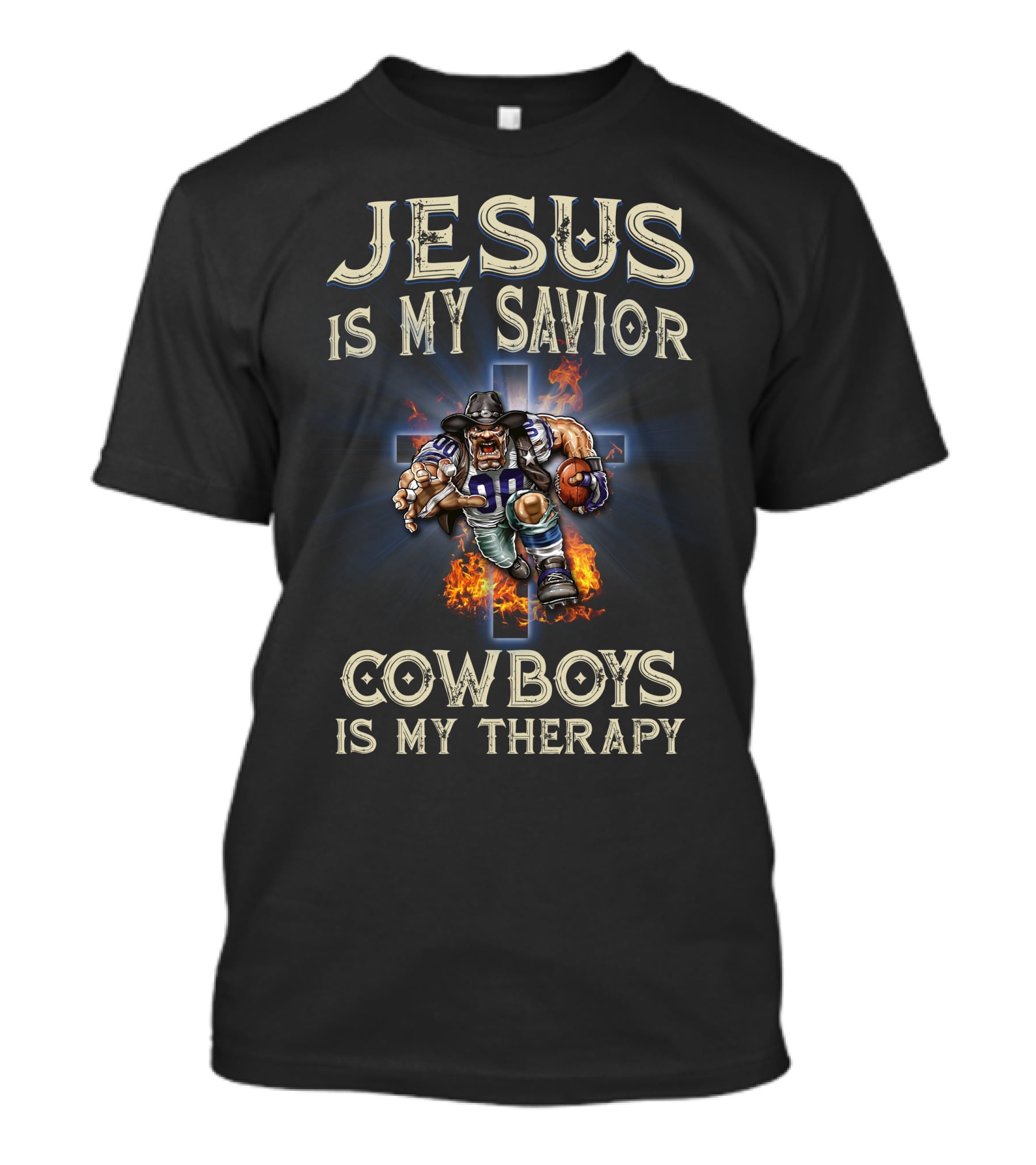 Jesus Is My Savior Cowboys Is My Therapy T-Shirt