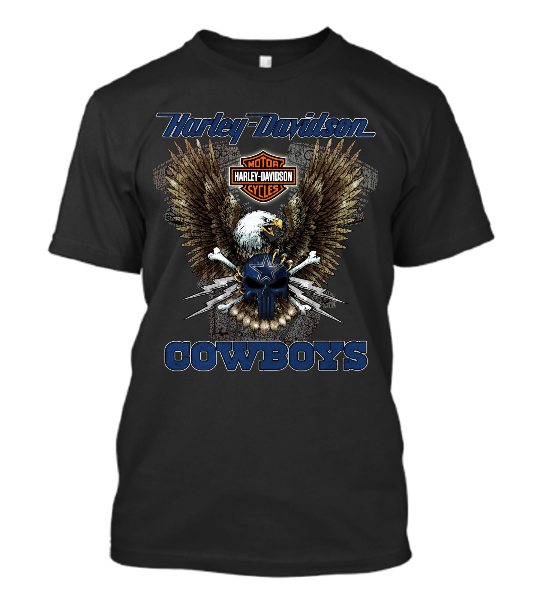 Harley Davidson Motorcycles Eagles Cowboys T-Shirt