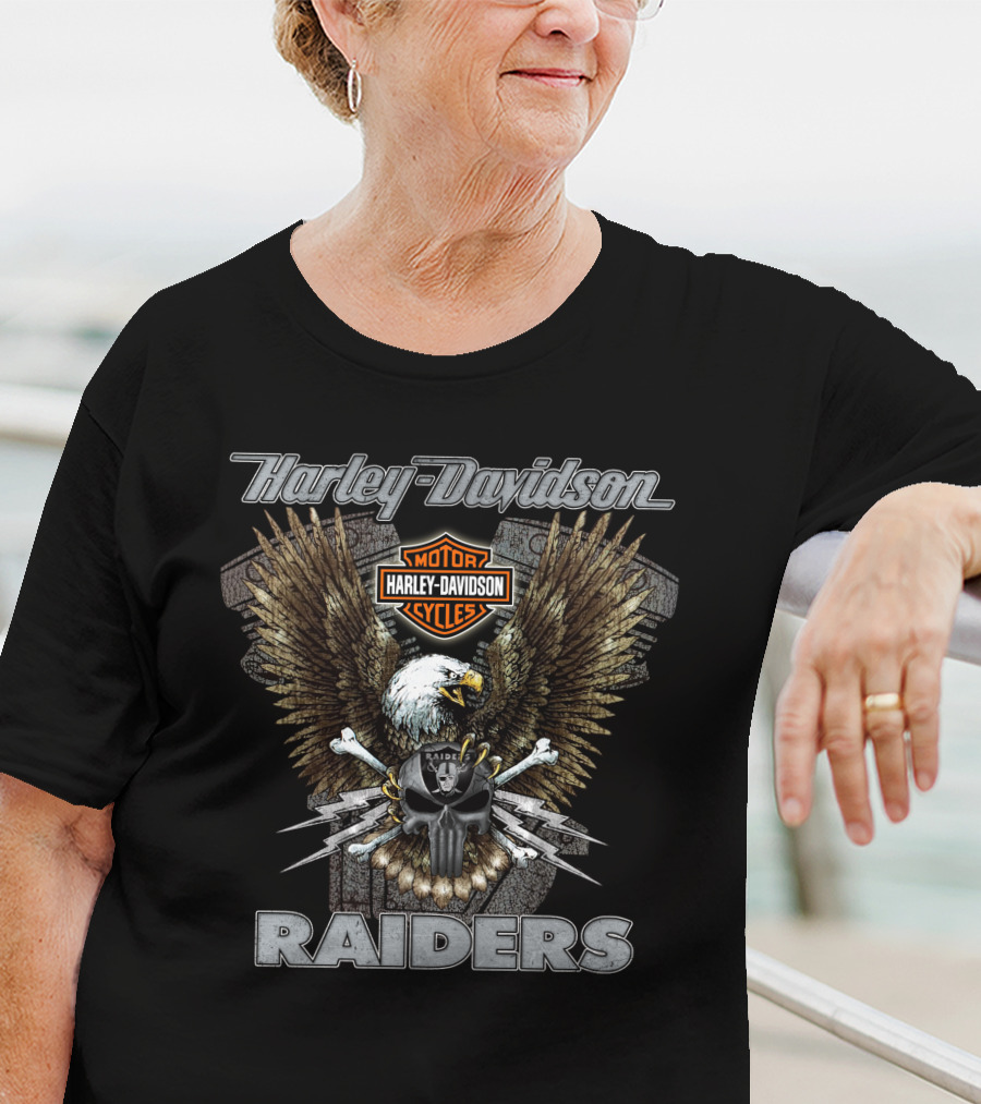 Harley Davidson Motorcycles Eagle Raiders Nfl Las Vegas T-Shirt