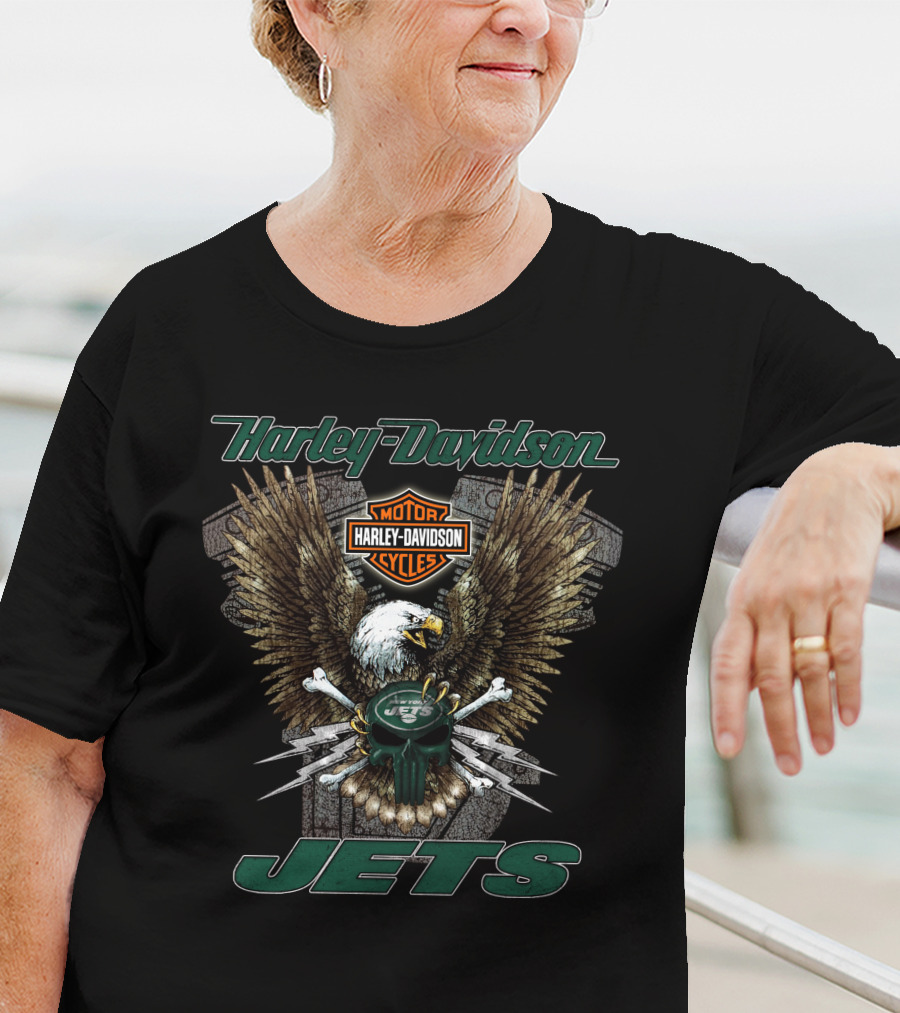 Harley Davidson Motor Cycles Jets New York Hd13 Nfl T-Shirt