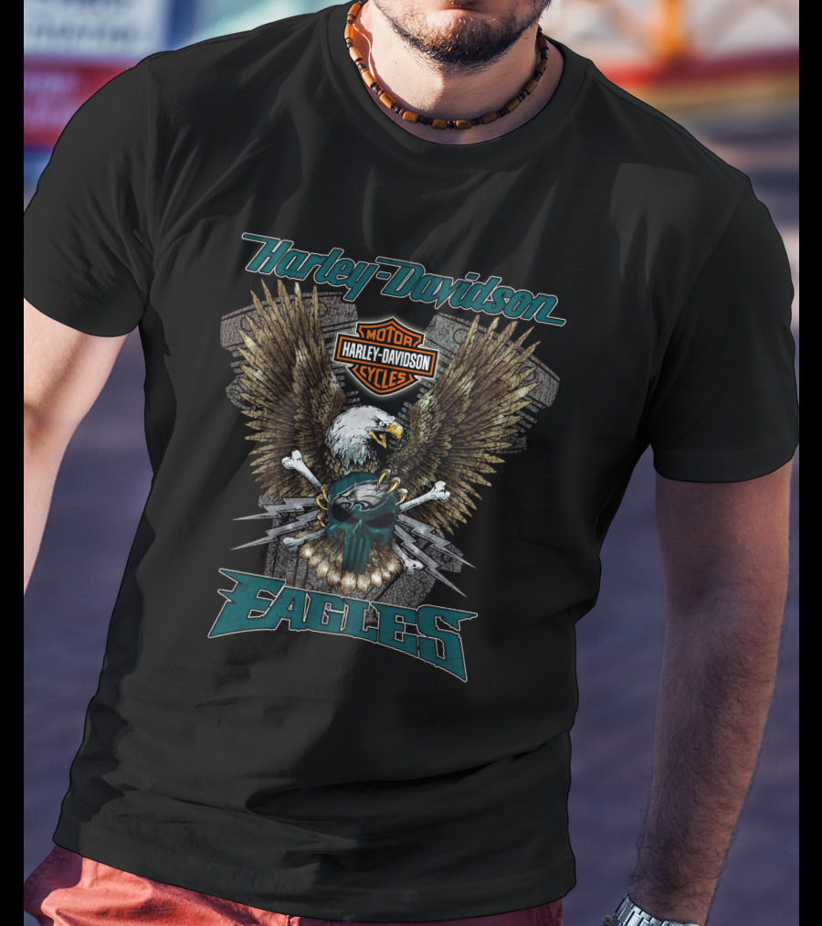 Harley Davidson Motor Cycles Philadelphia Eagles T-Shirt