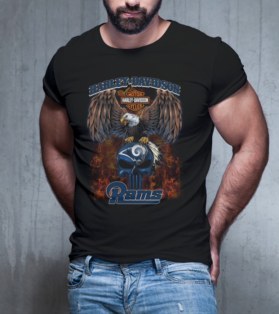 Harley Davidson Motor Cycles Rams Nfl T5M1 T-Shirt