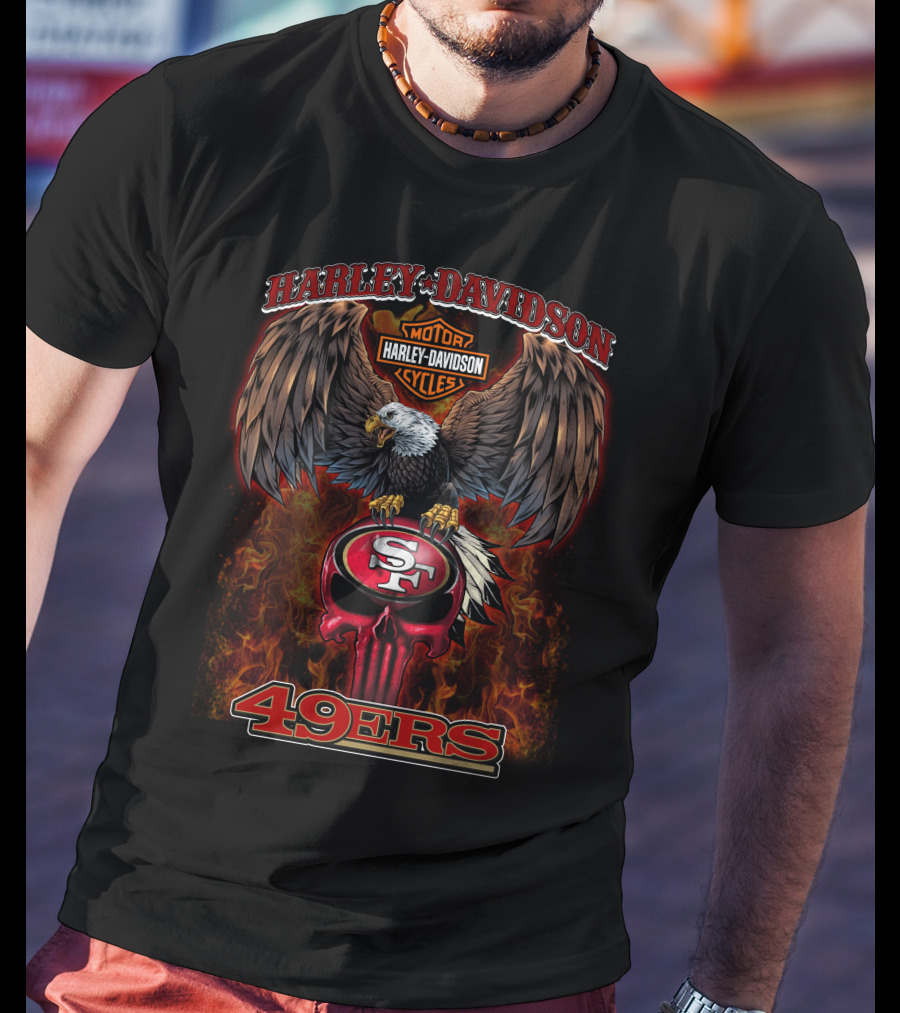 Harley Davidson Motor Cycles Eagle San Francisco 49ers Nfl T-Shirt