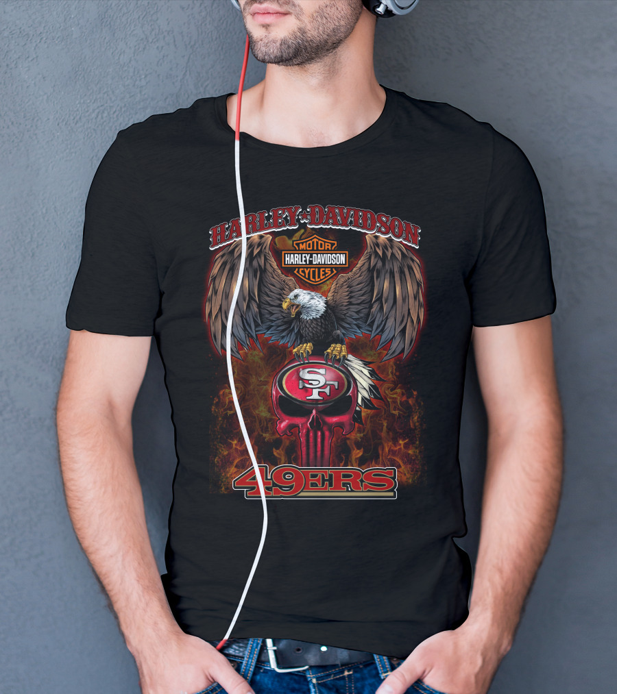 Harley Davidson Motor Cycles Eagle San Francisco 49ers Nfl T-Shirt