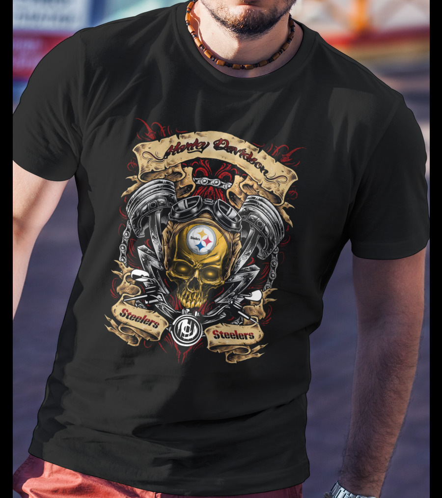 Harley Davidson Pittsburgh Steelers Nfl Skull Design T5M1 T-Shirt