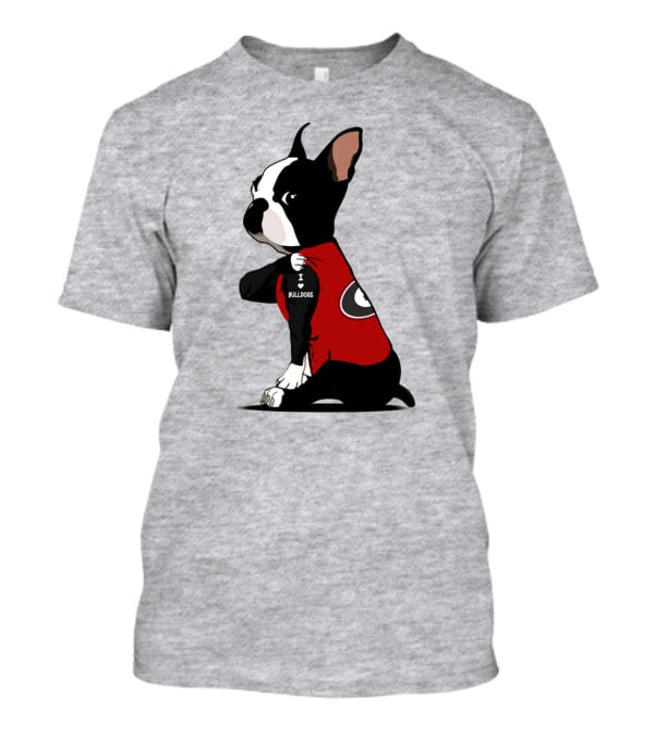 Georgia Bulldogs I Love Bulldogs Dog Wearing Red G T-Shirt