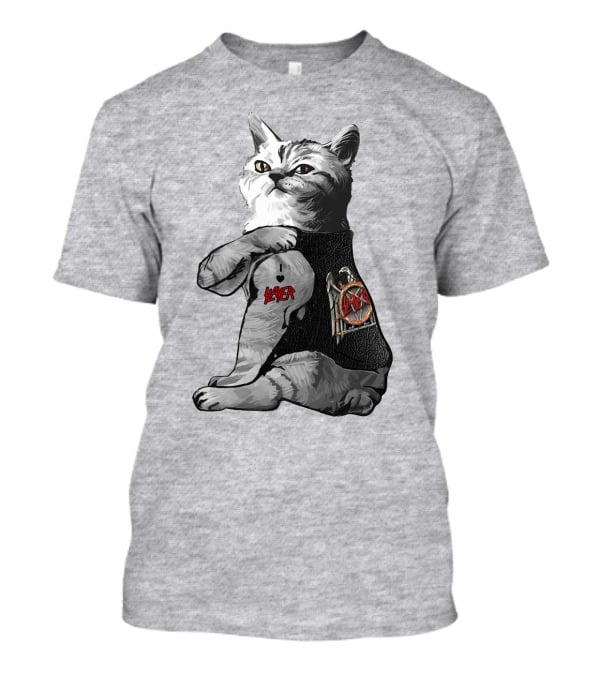 Cat Wearing Iconic Slayer Logo Vest T-Shirt