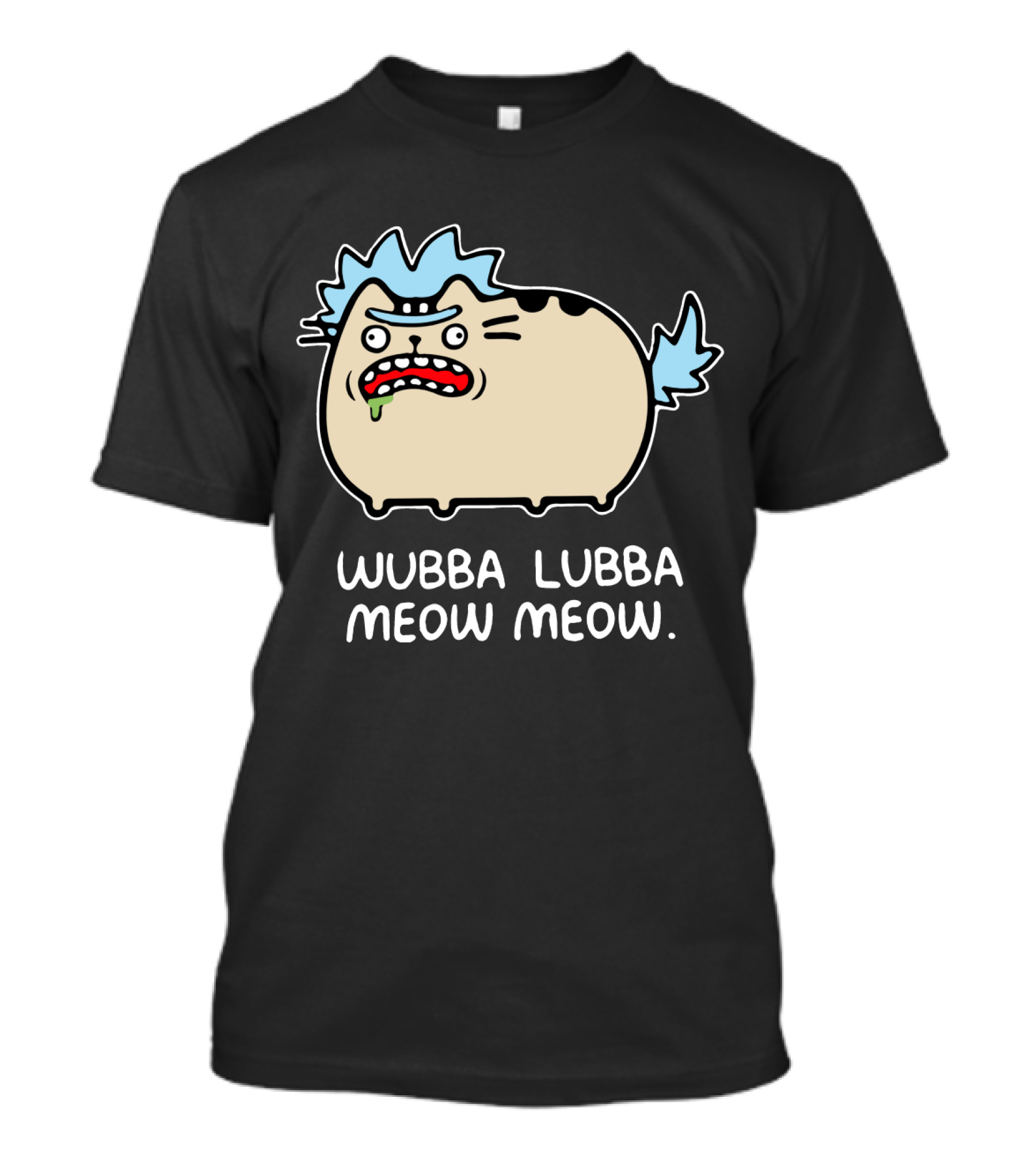 Rick And Morty Pusheen Wubba Lubba Meow Meow Cute Mashup T-Shirt