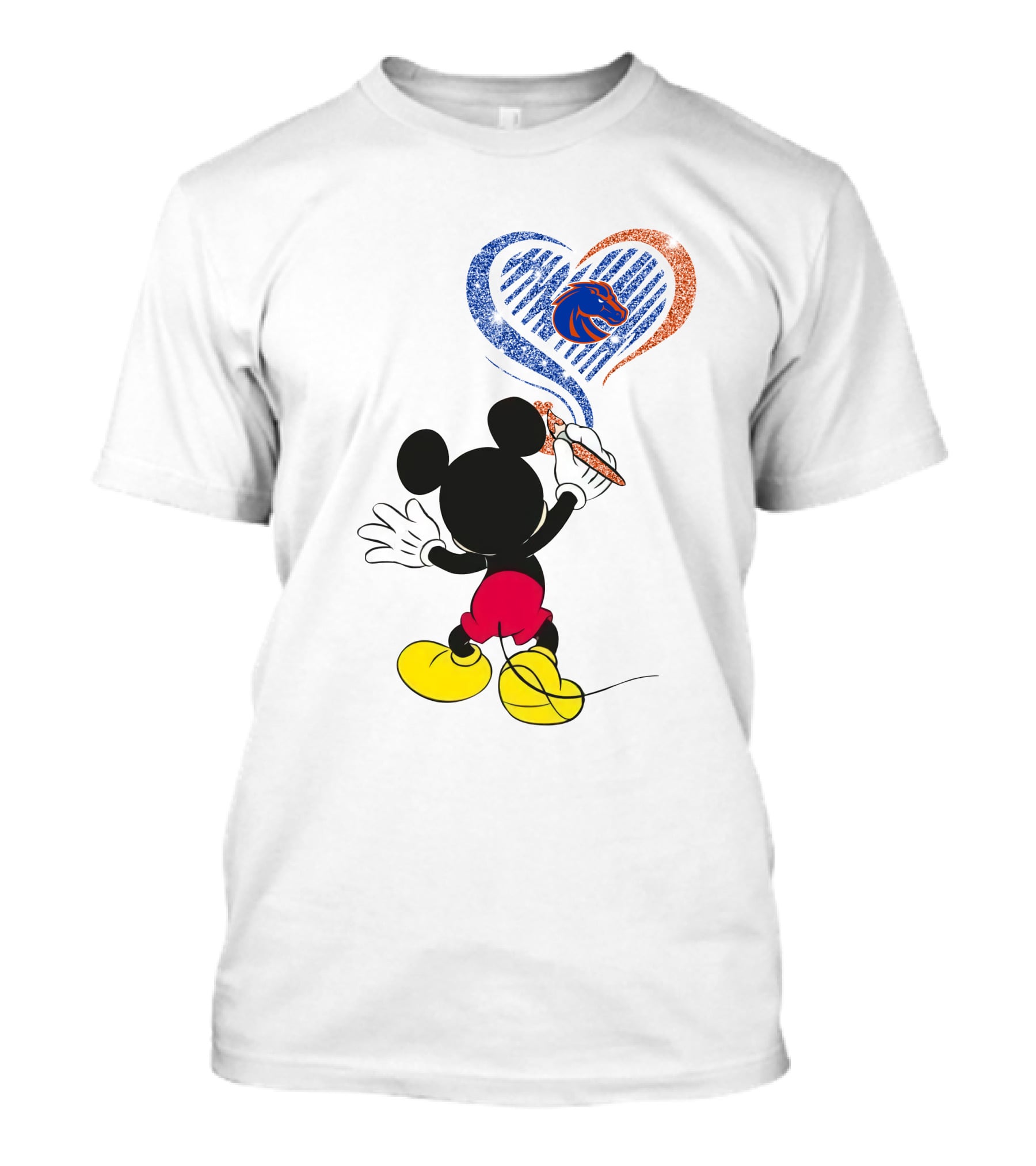 Mickey Paints Heart With Boise State Broncos T-Shirt