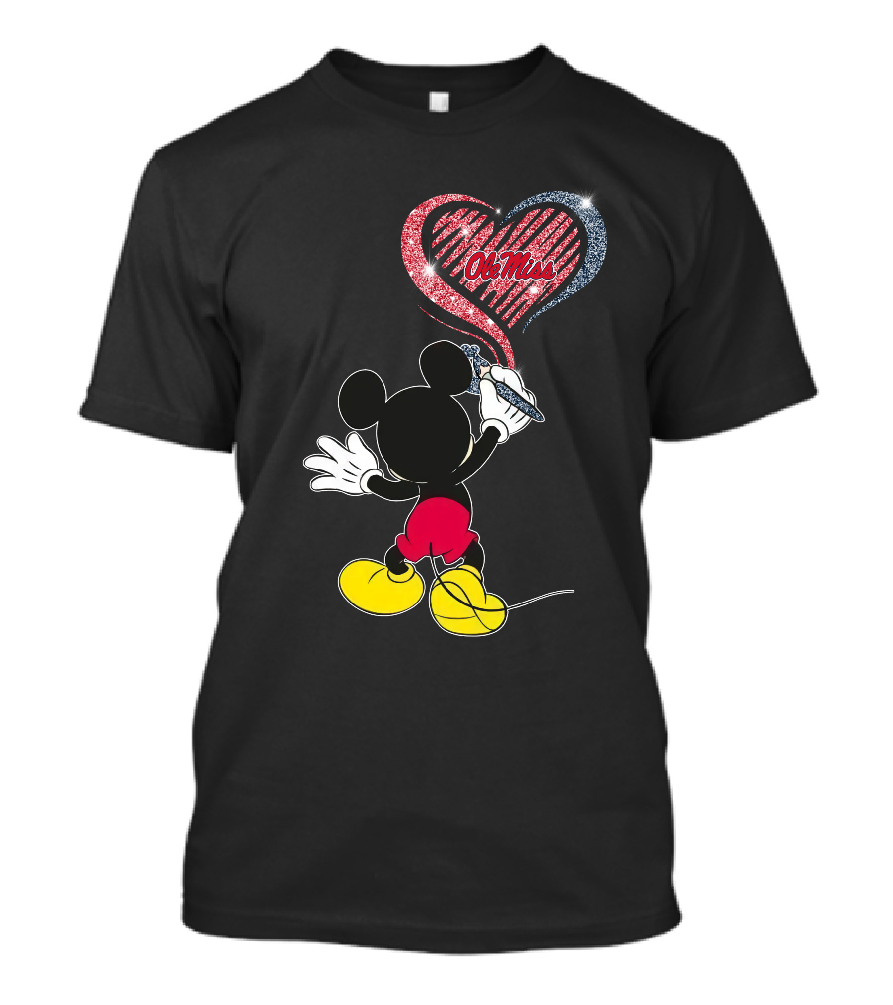 Ole Miss Rebels Heart Design Featuring Iconic Mouse Character T-Shirt