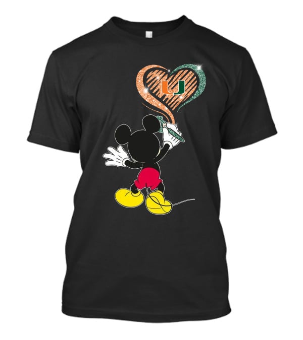 36 Miami Hurricanes Heart U Vintage Mouse T-Shirt