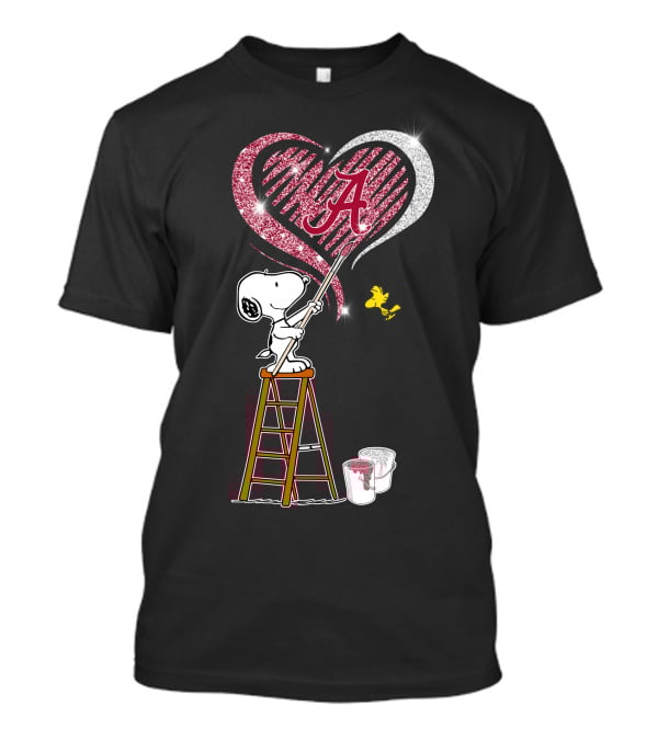 Snoopy Painting Alabama Crimson Tide Heart T-Shirt
