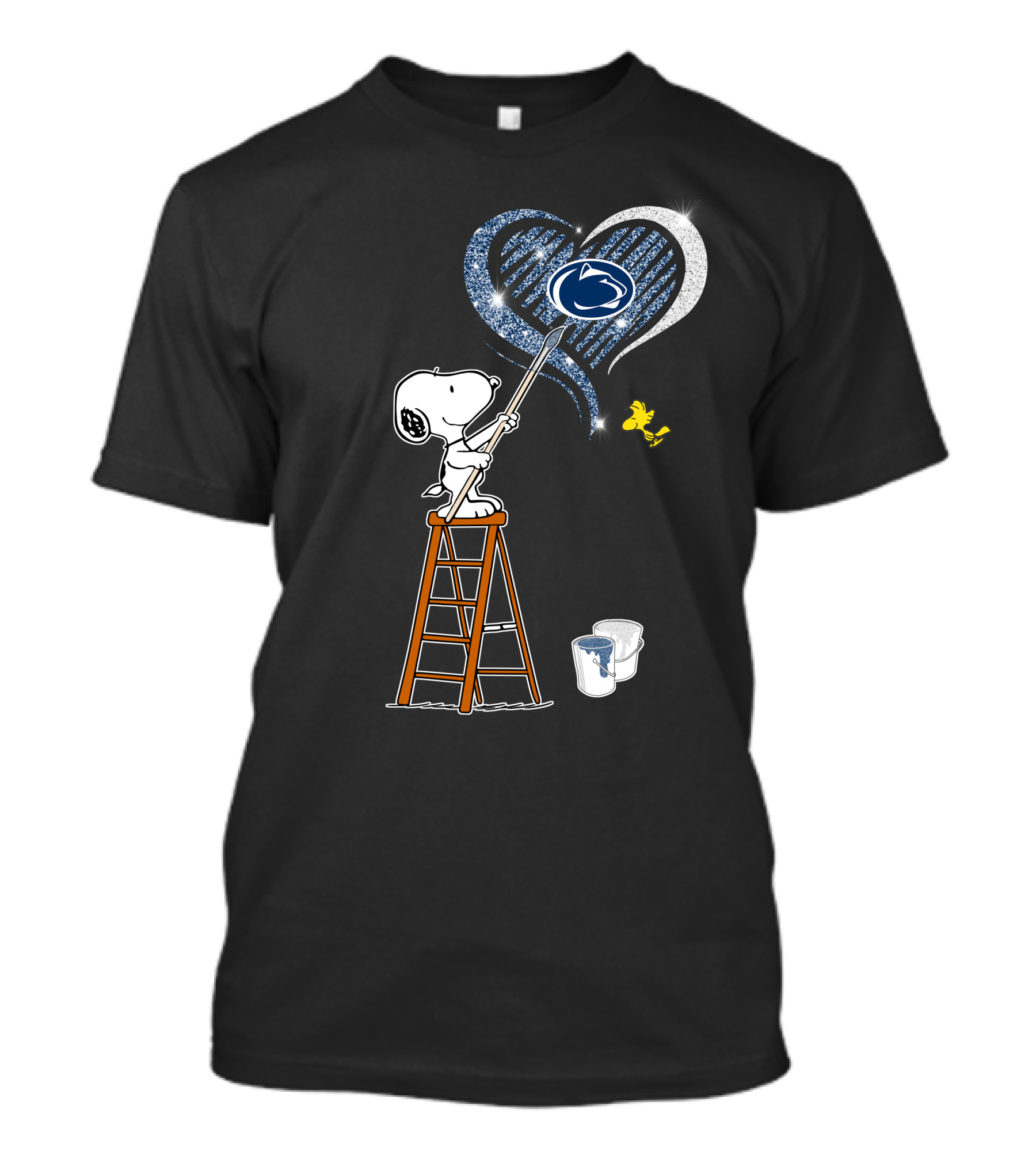 Snoopy Painting Penn State Nittany Lions Heart With And Woodstock T-Shirt