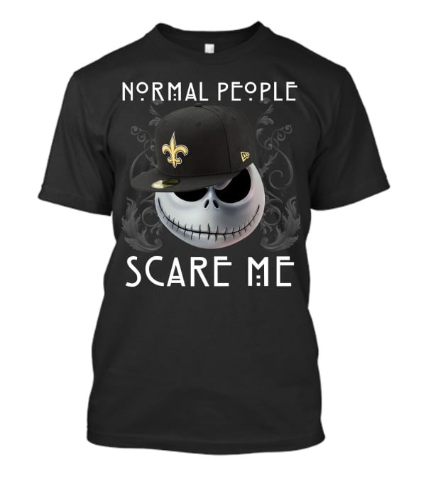 Normal People Scare Me Jack NFL Saints Hat Skull T-Shirt