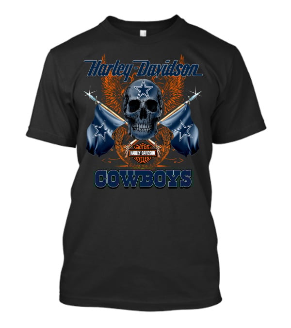 Harley Davidson Cowboys Skull Star Flag T-Shirt