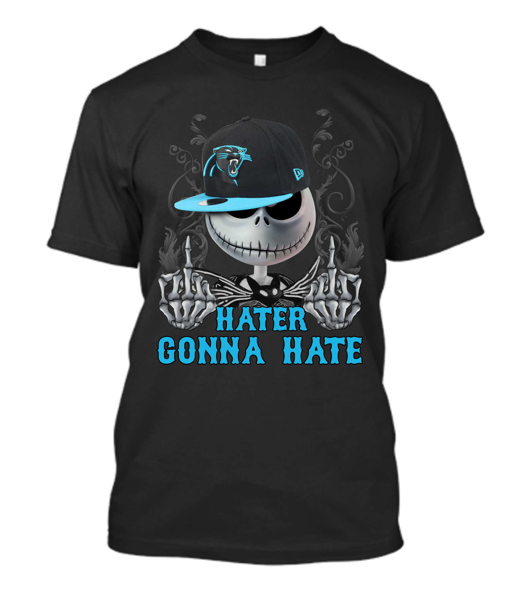 Hater Gonna Hate Carolina Panthers Skeleton Hat T-Shirt