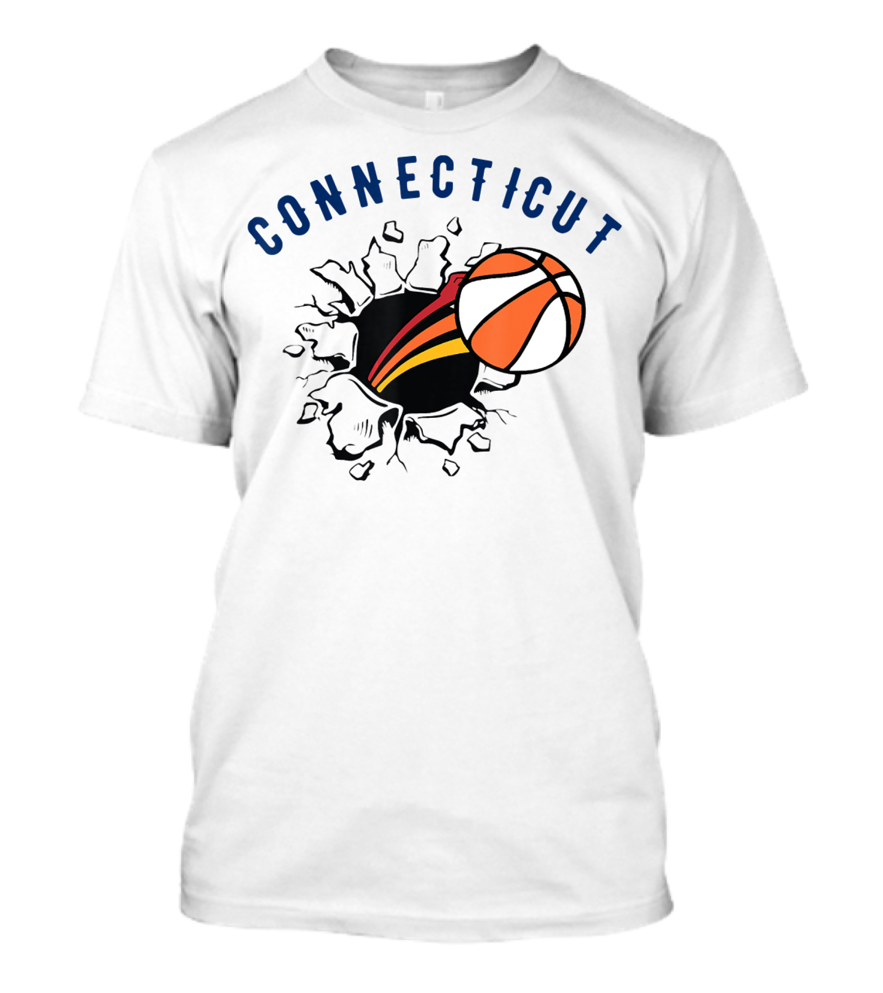 Connecticut Basketball Burst Design With Basketball T-Shirt
