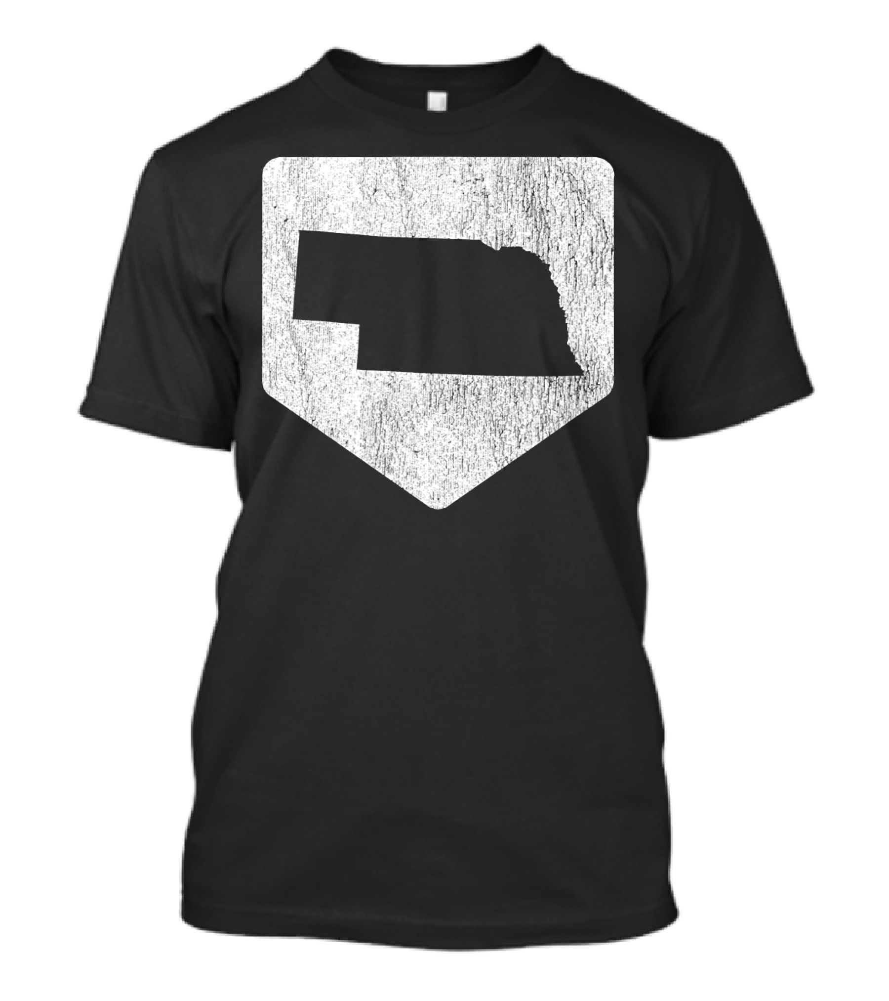 Cool Nebraska Baseball Home Plate State Outline T-Shirt