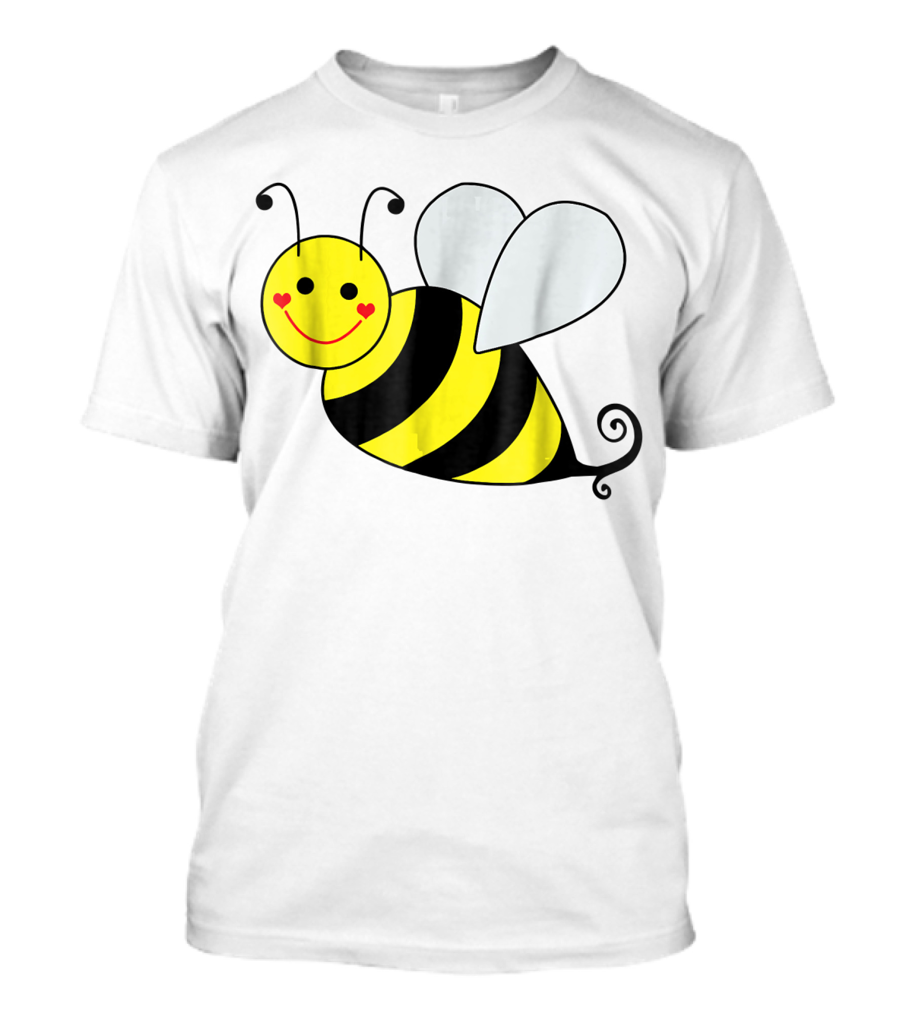 Happy Smiling Cute Bumble Bee With Heart Cheeks T-Shirt