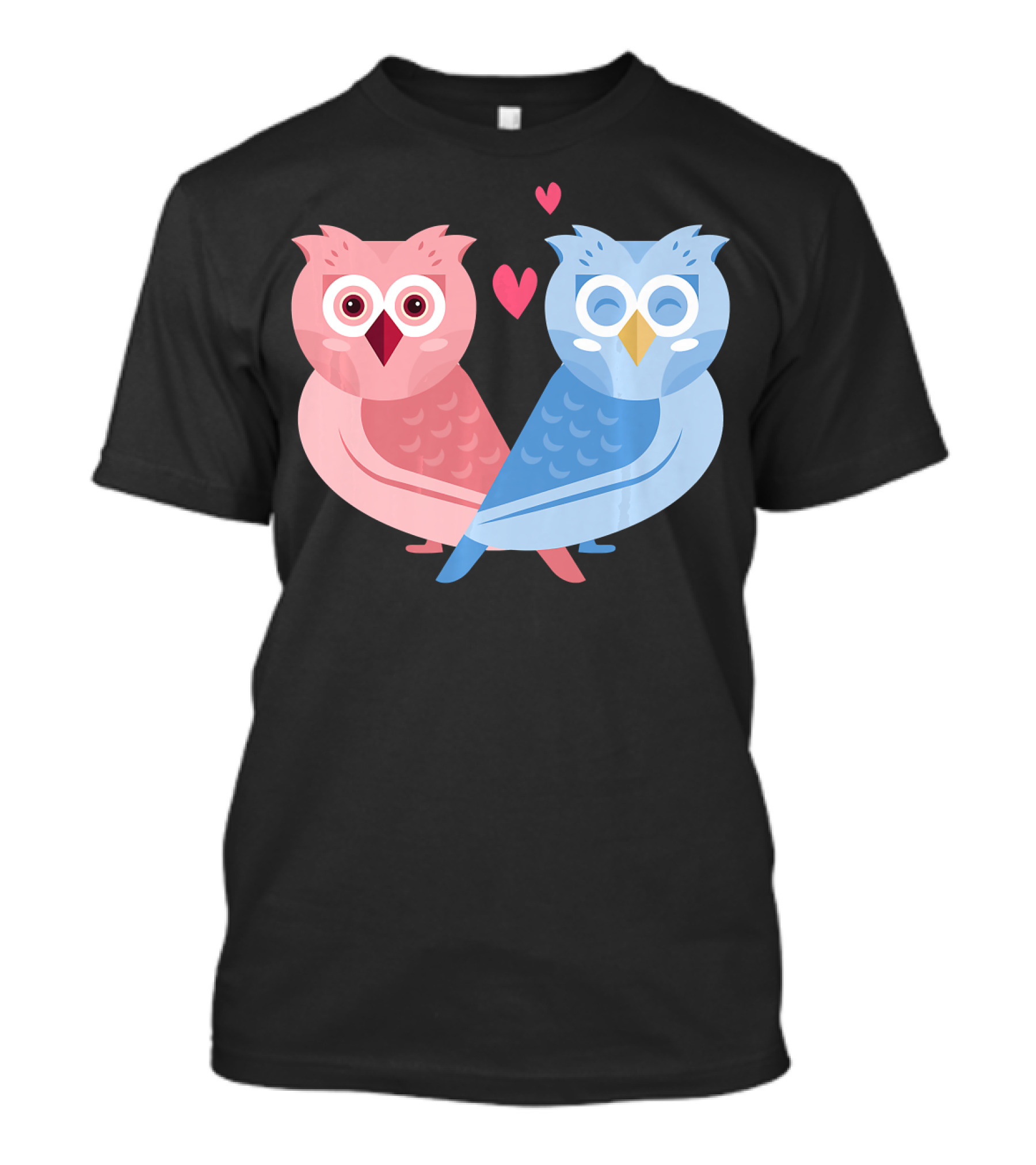 Cute Owls Birds In Love Couple With Hearts T-Shirt