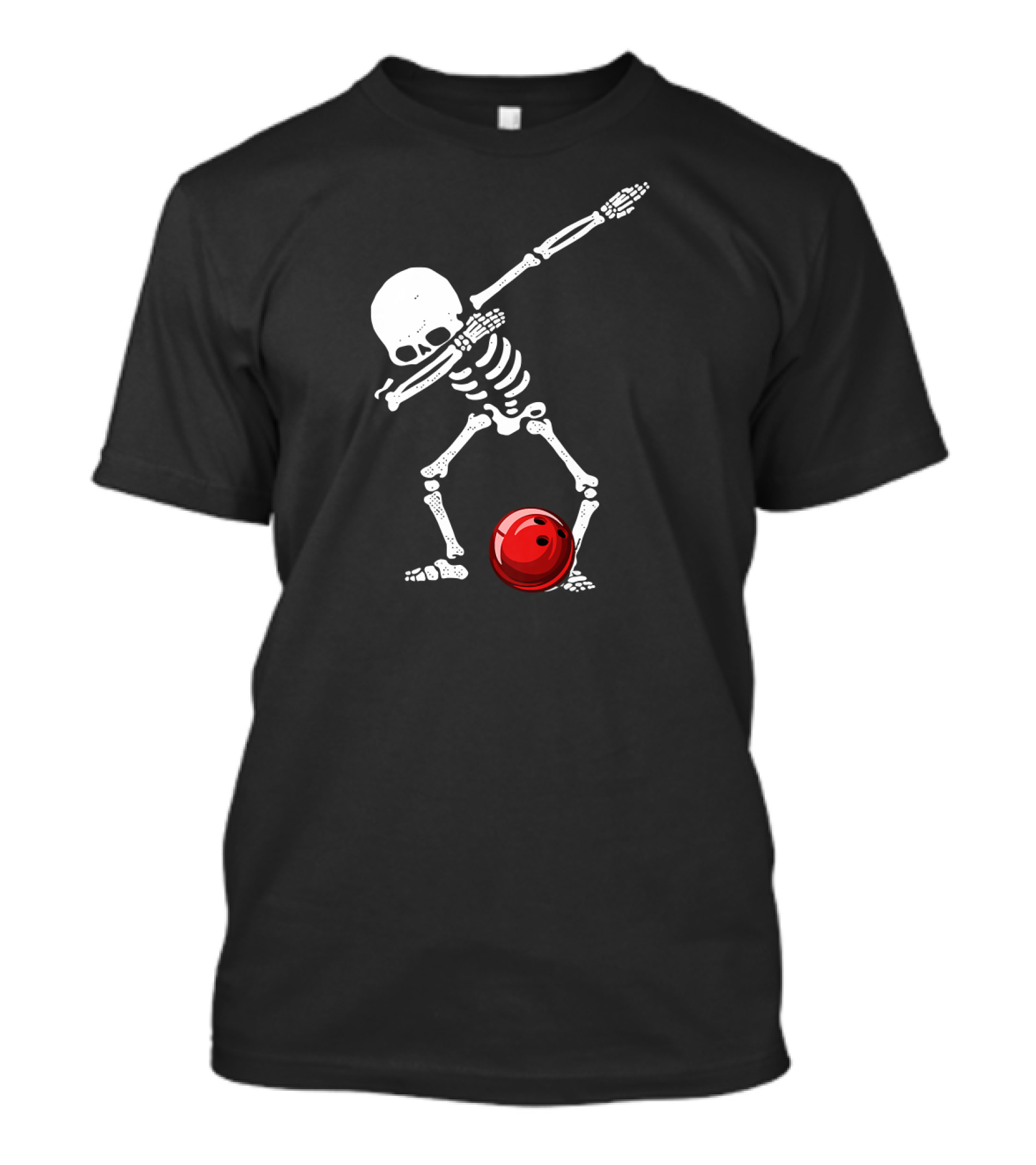Dabbing Bowling Skeleton With Red Ball T-Shirt
