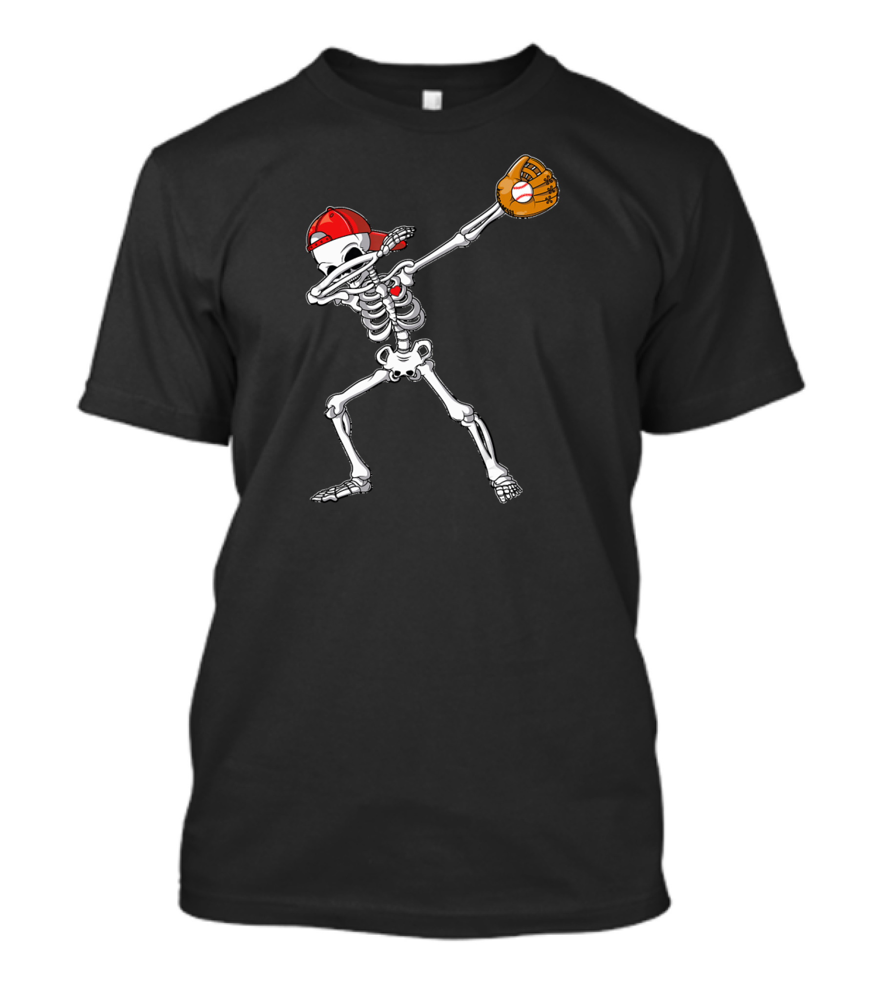 Dabbing Skeleton Baseball Dab Hip With Catcher's Glove And Cap T-Shirt