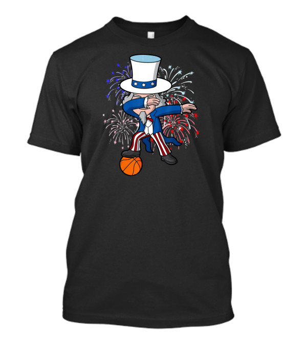 Uncle Sam Dabbing With Basketball Fireworks 4th Of July Independence T-Shirt