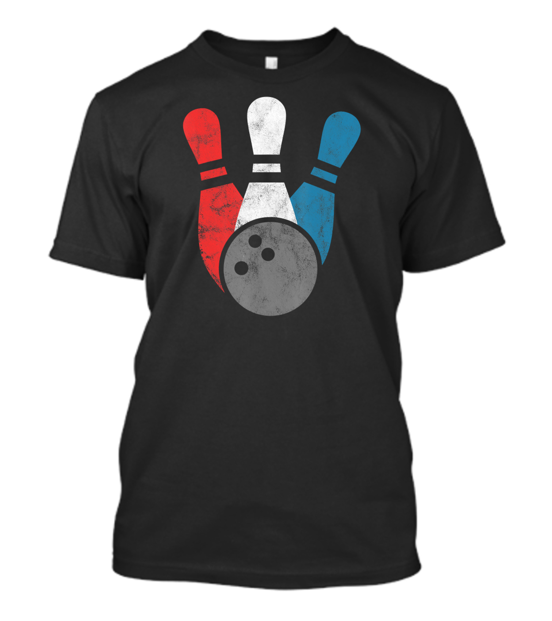 Distressed Bowling Red White Blue Bowling Pins T-Shirt