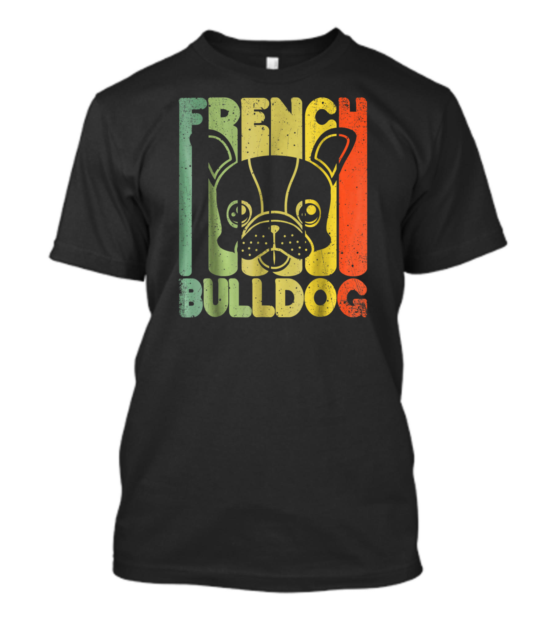 Distressed French Bulldog Vintage Rainbow Stripes T-Shirt