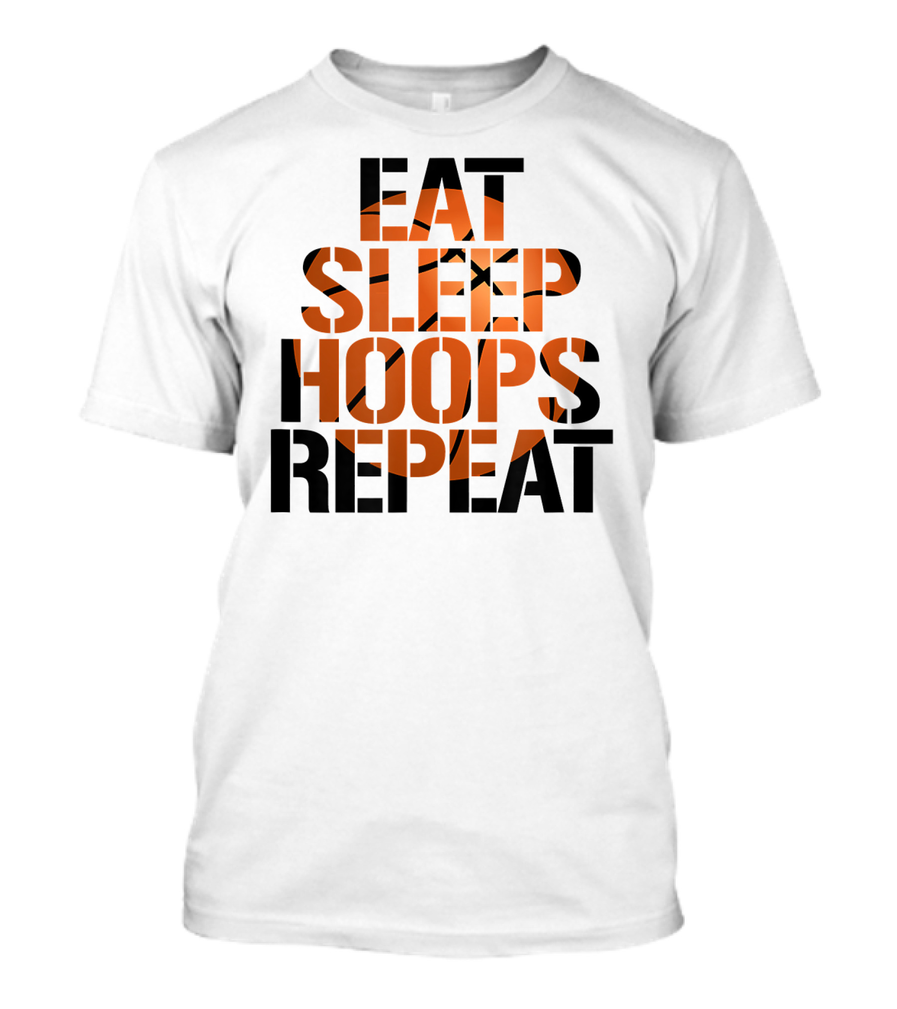 Eat Sleep Hoops Repeat Basketball Orange T-Shirt
