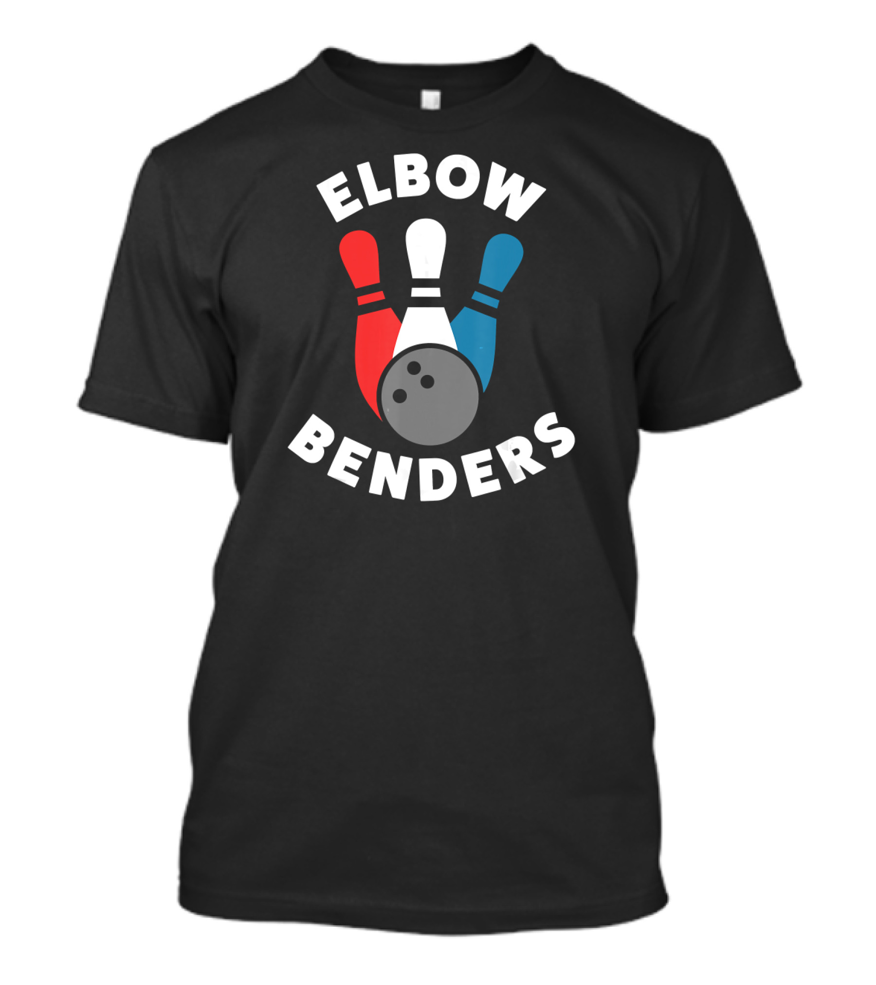 Elbow Benders Bowling League Team Pins And Ball T-Shirt