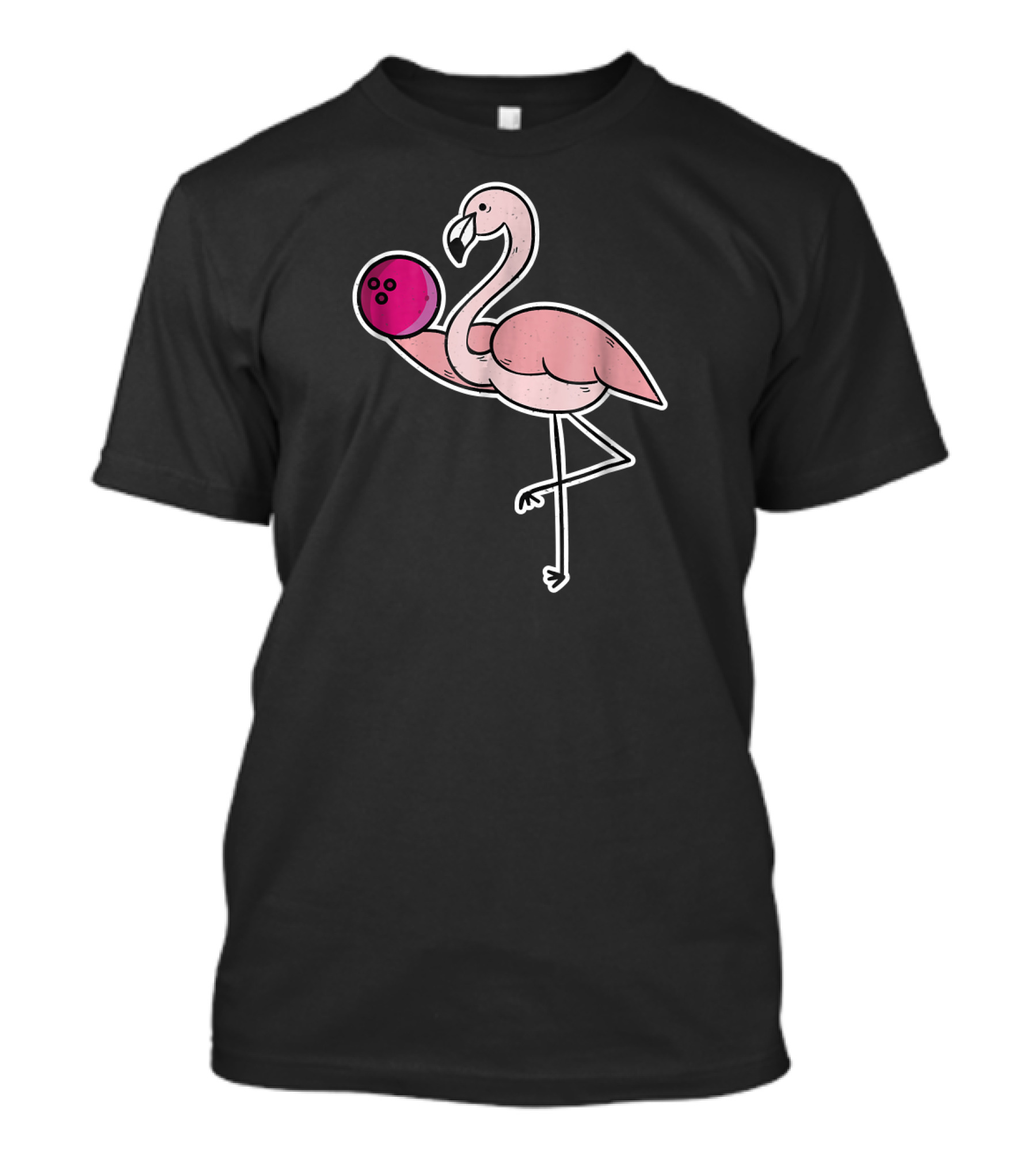 Flamingo Pink Bowling Ball Funny Bowl Flamingo T-Shirt