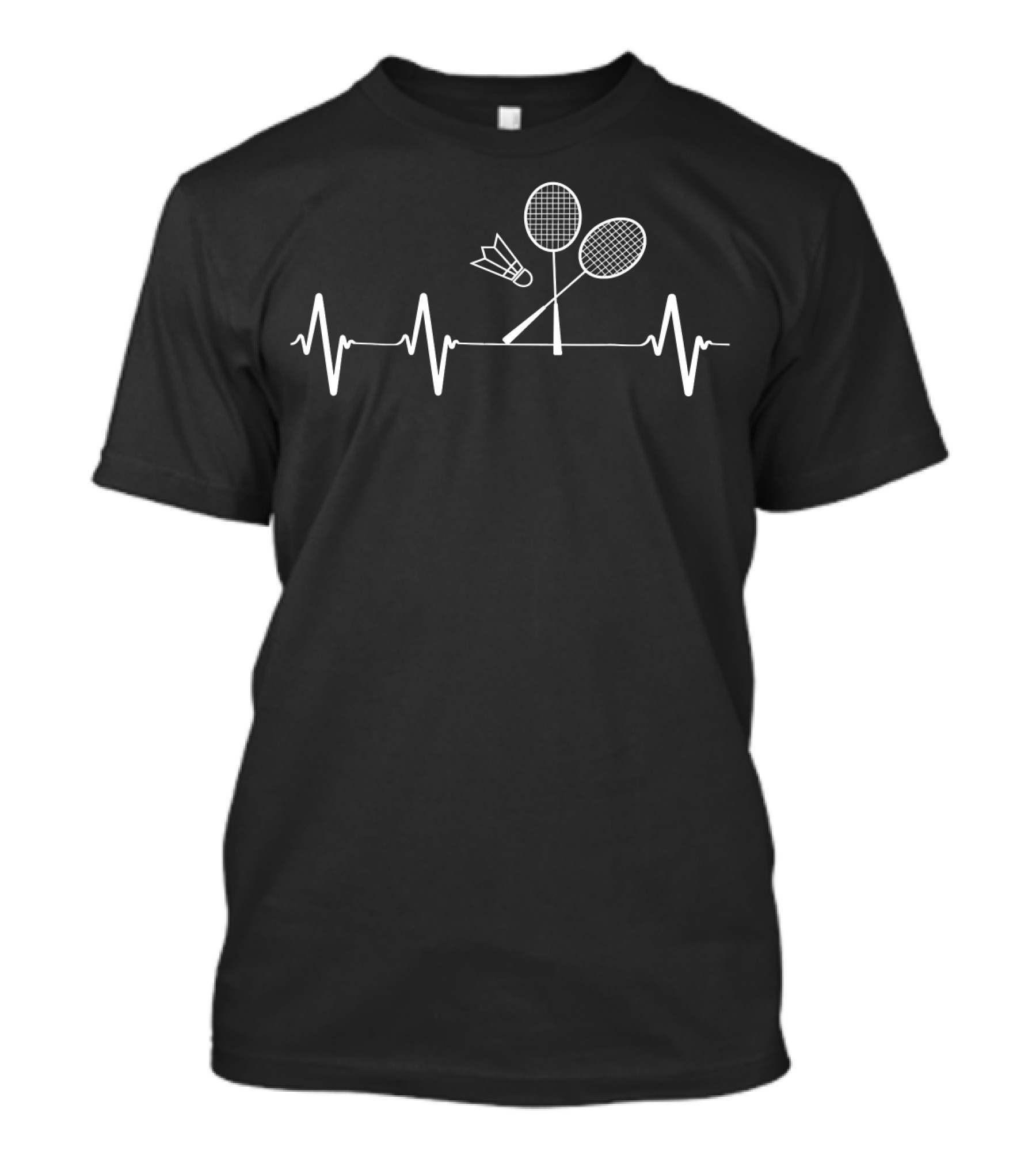 Badminton Racket And Shuttlecock Heartbeat Funny Badminton T-Shirt