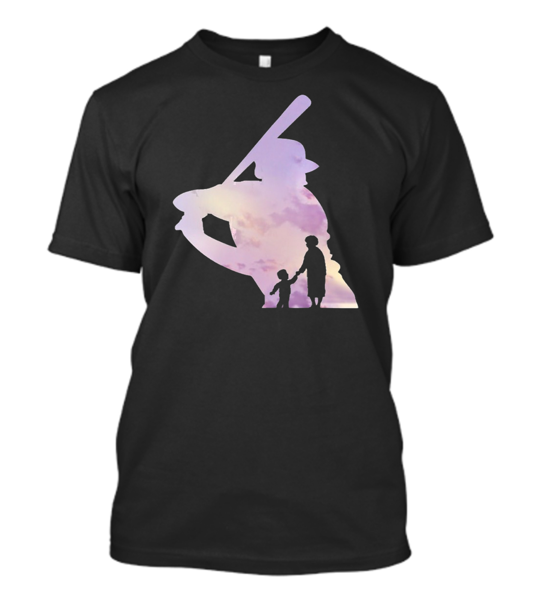 Grandma Behind Every Player Baseball Silhouette With Child Holding Hands T-Shirt