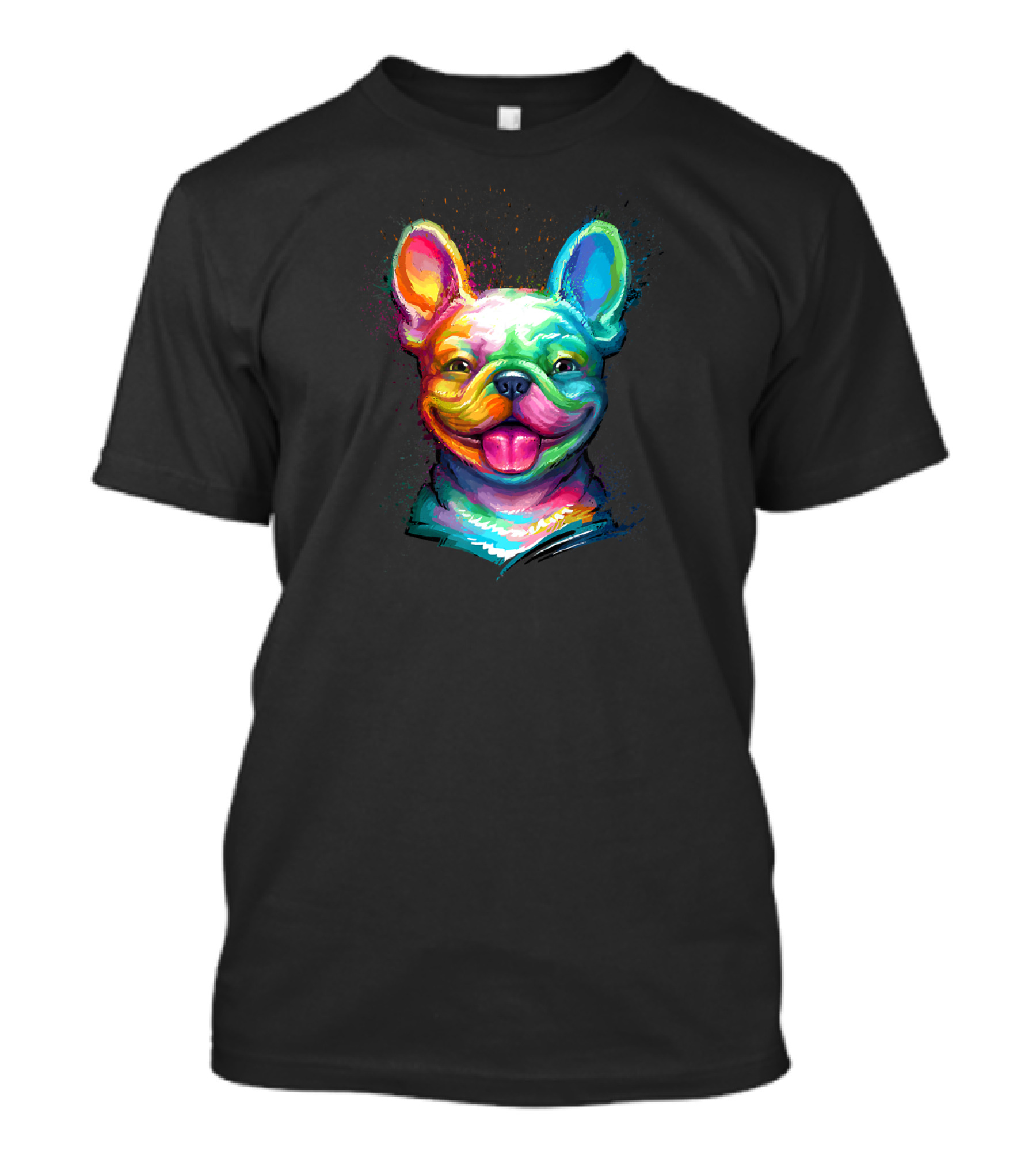 Colorful Happy French Bulldog Smiling Face T-Shirt