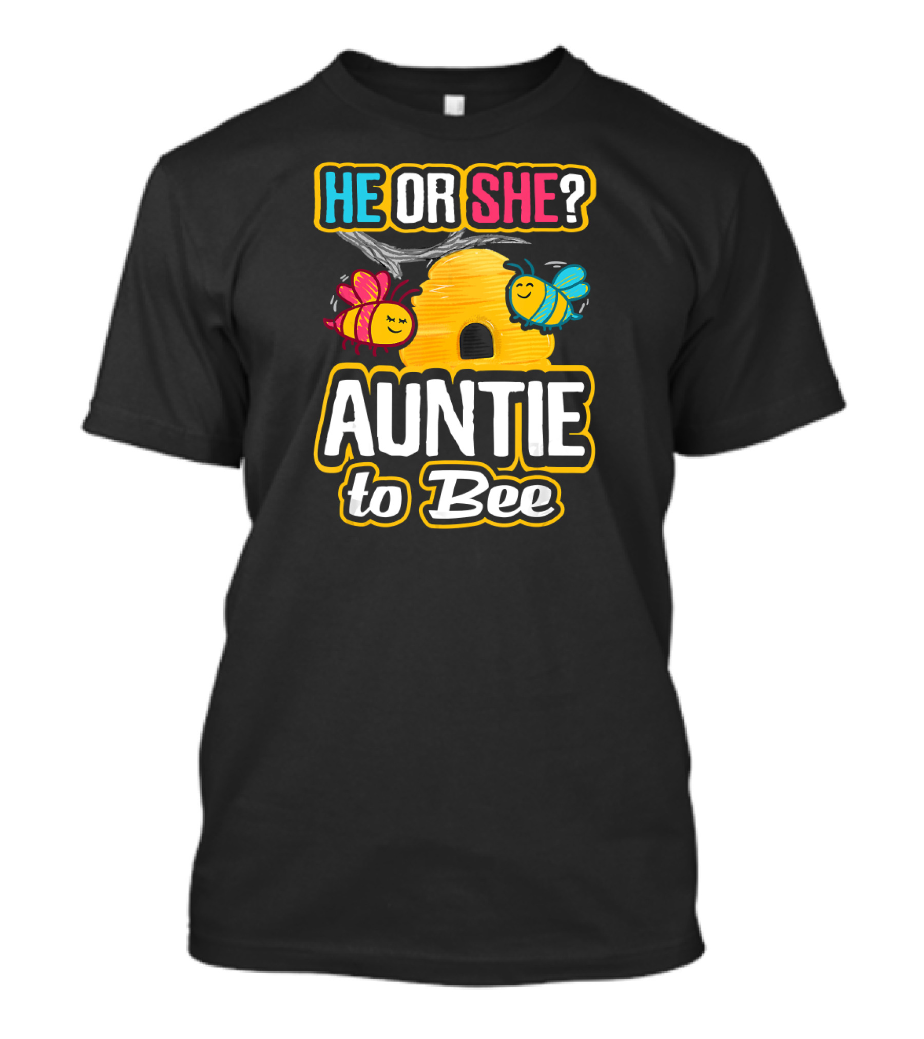 He Or She Auntie To Bee Gender Reveal Bees Hive T-Shirt